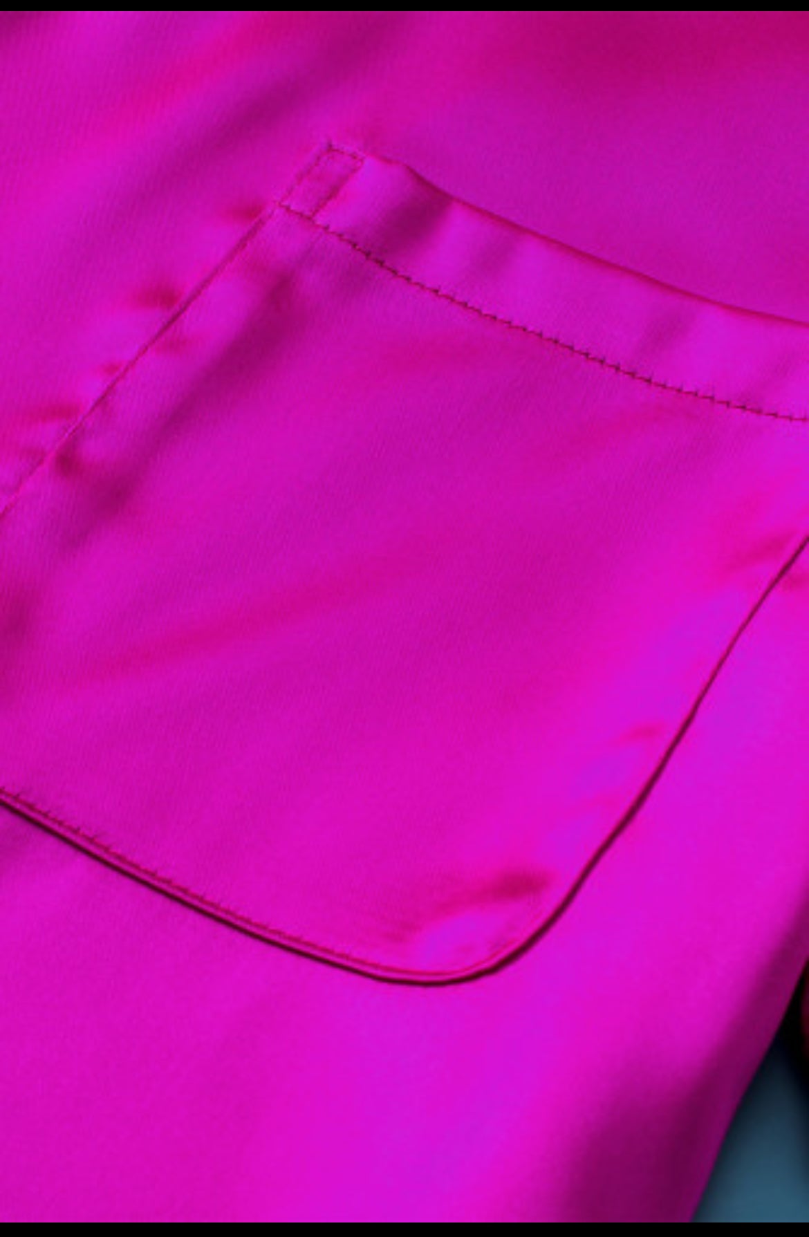 Bright Pink Satin V Neck Tee and Drawstring Shorts Set