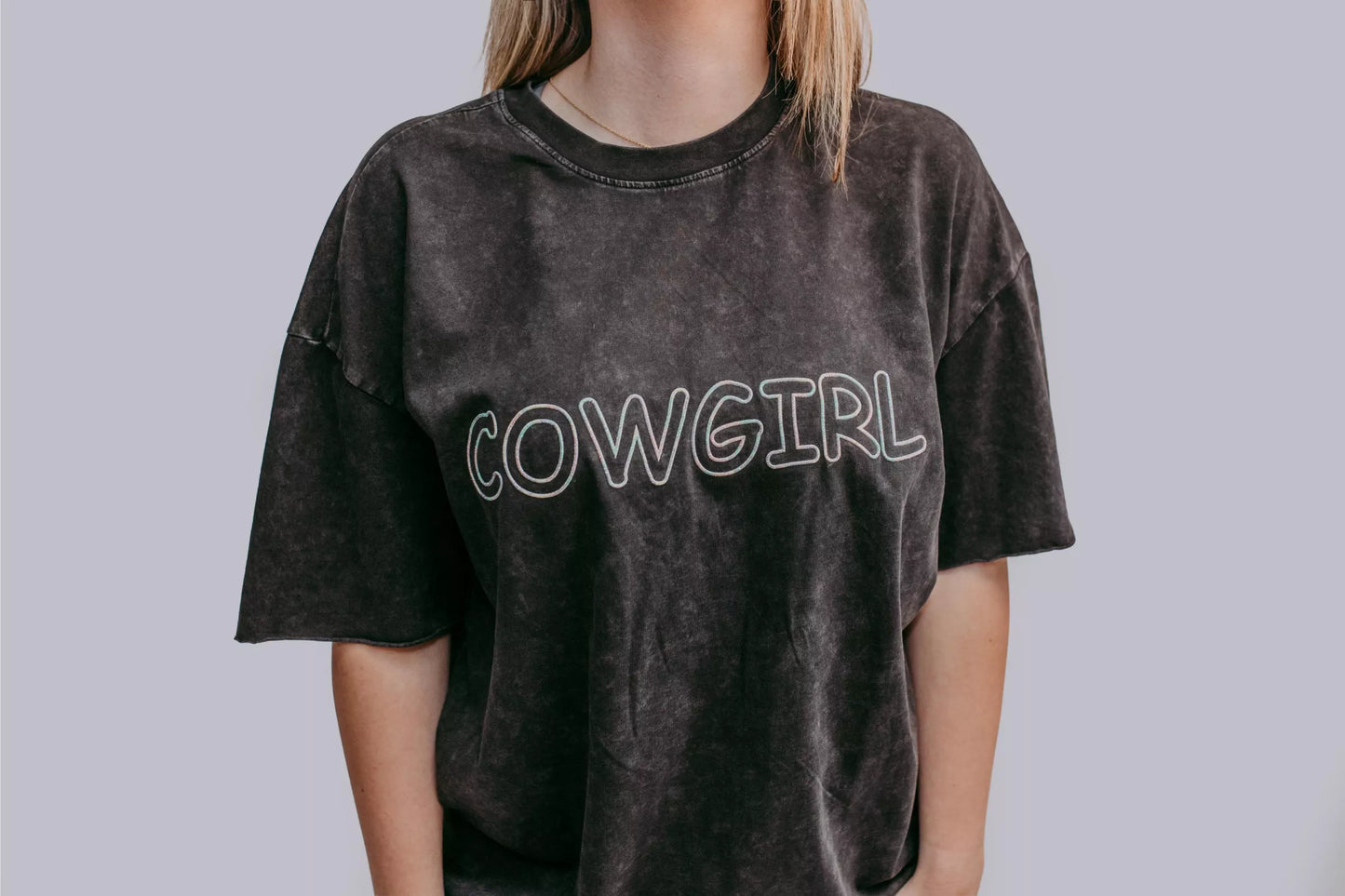 COWGIRL Embellished Mineral Washed Tee