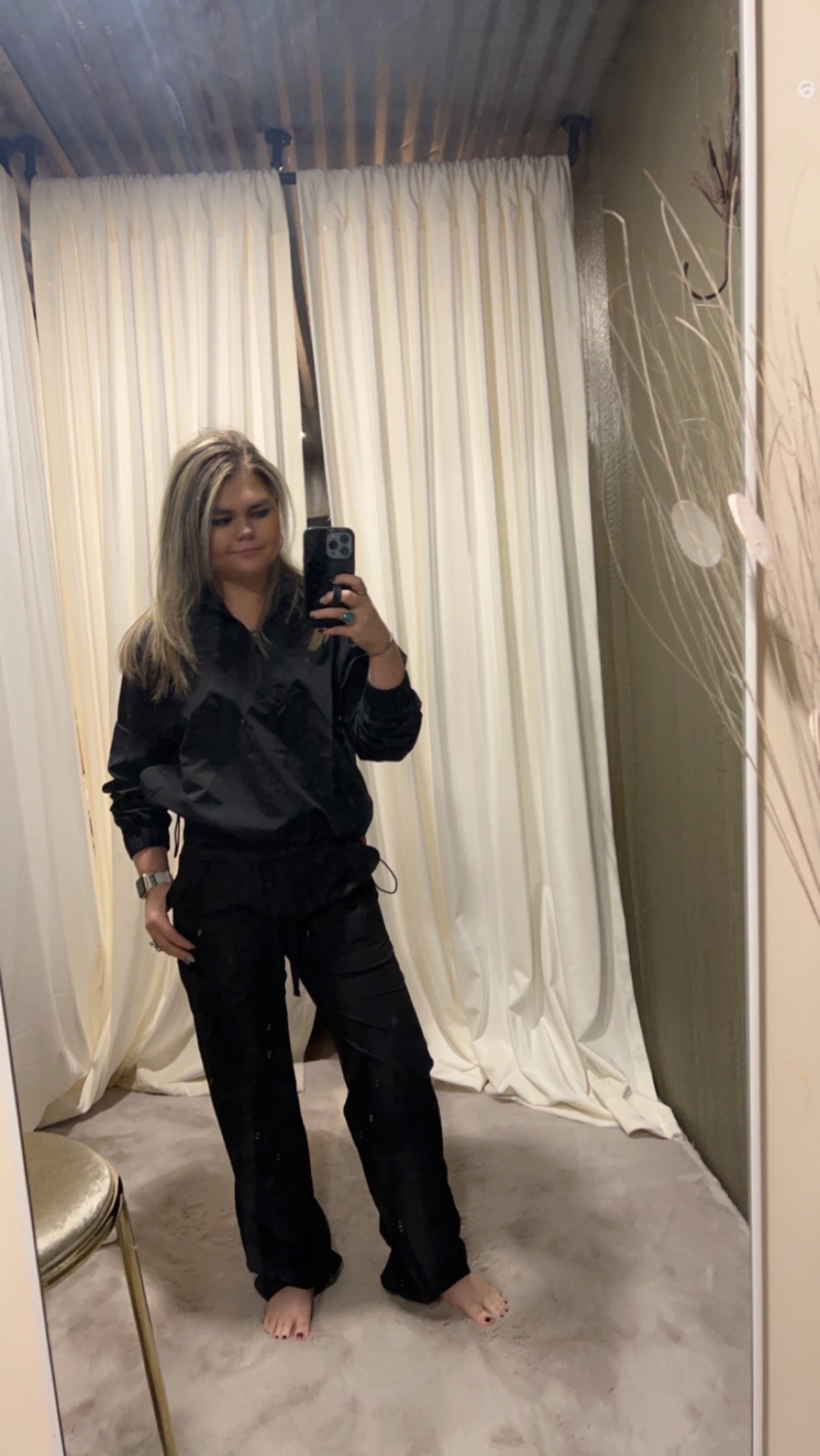 Nylon Taslan Cropped Quarter zip jacket