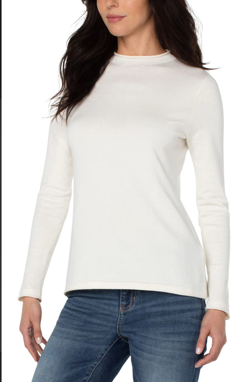 Liverpool MOCK NECK ROLLED HEM LONG SLEEVE SWEATER