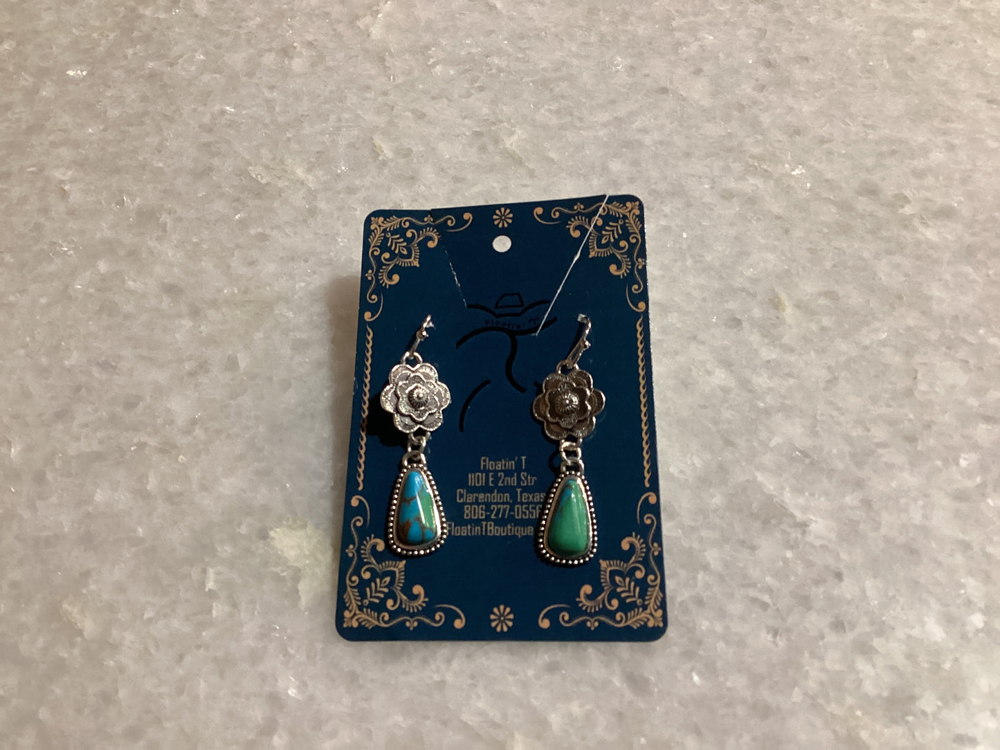 Turquoise and Flower Dangle