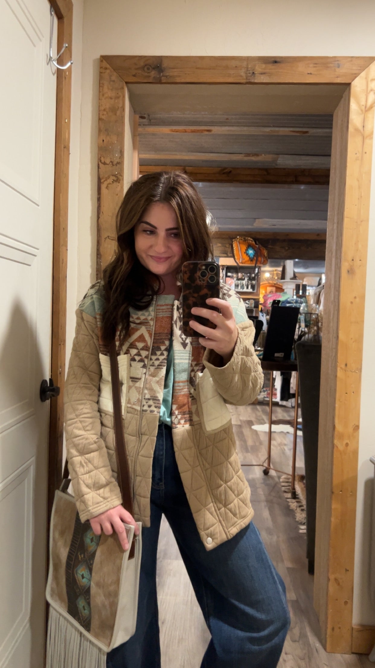 Light Aztec Quilted Patchwork Jacket