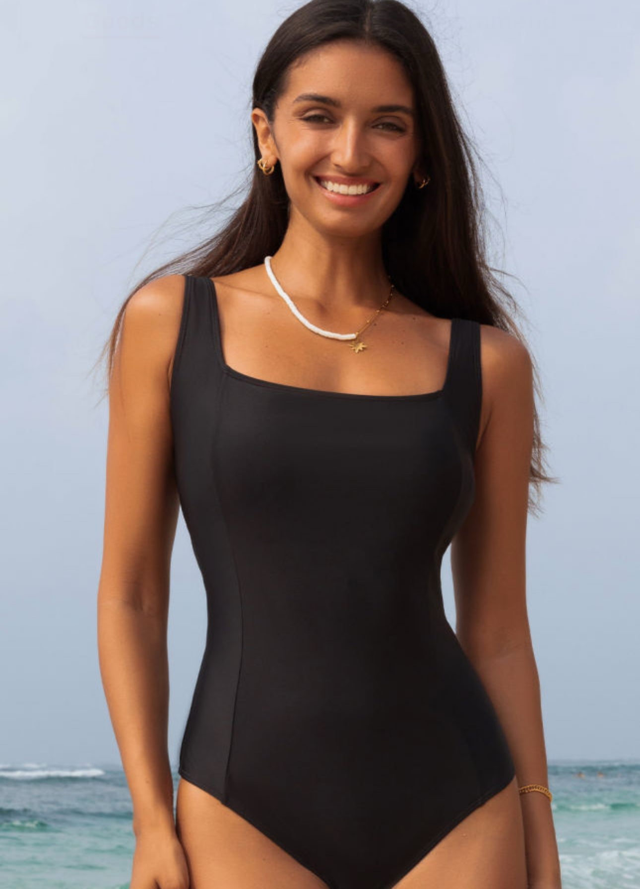 Black Solid Criss Cross Backless One Piece Swimsuit