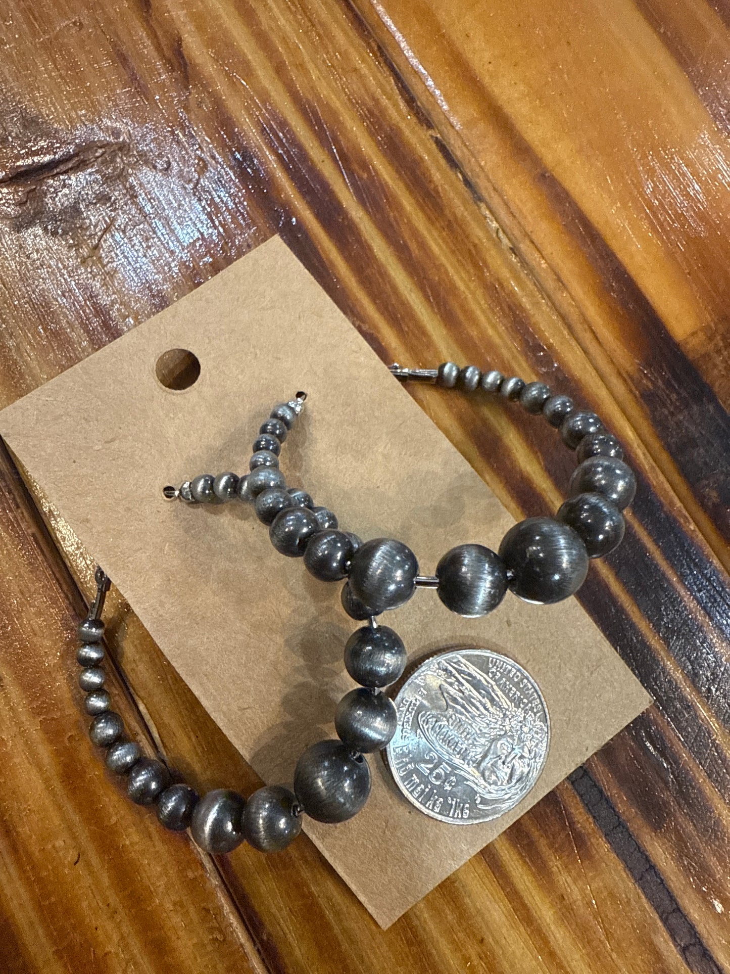 Faux Silver Pearl Hoop Earrings