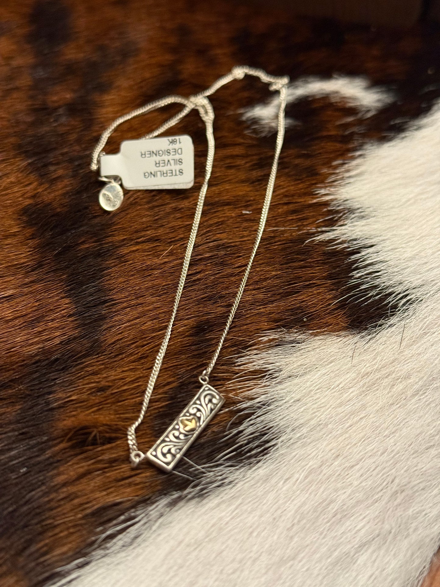 Sterling Silver & 18K Handmade Bar Necklace