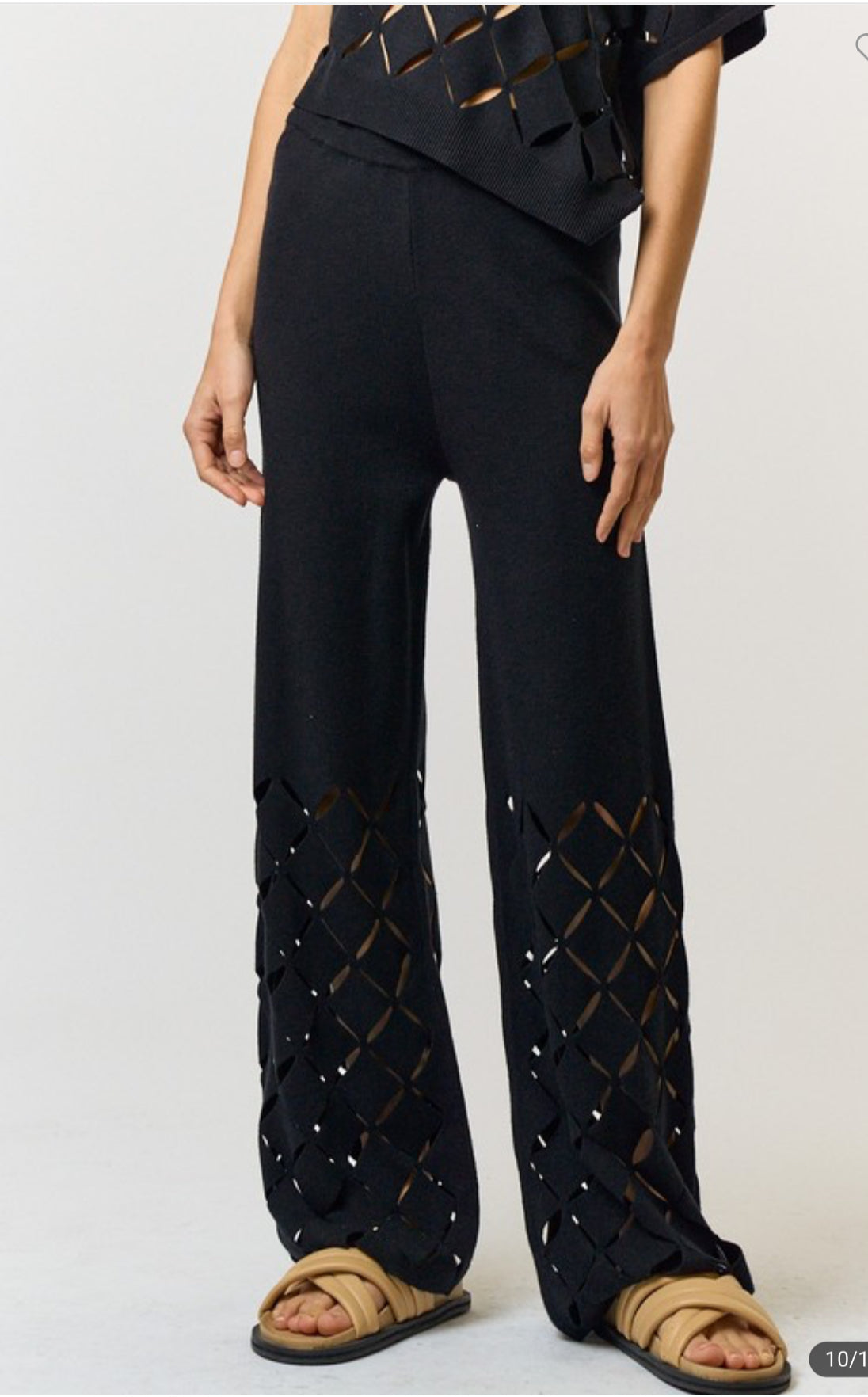 CUT OUT DETAIL ELASTIC WAISTBAND SWEATER PANTS