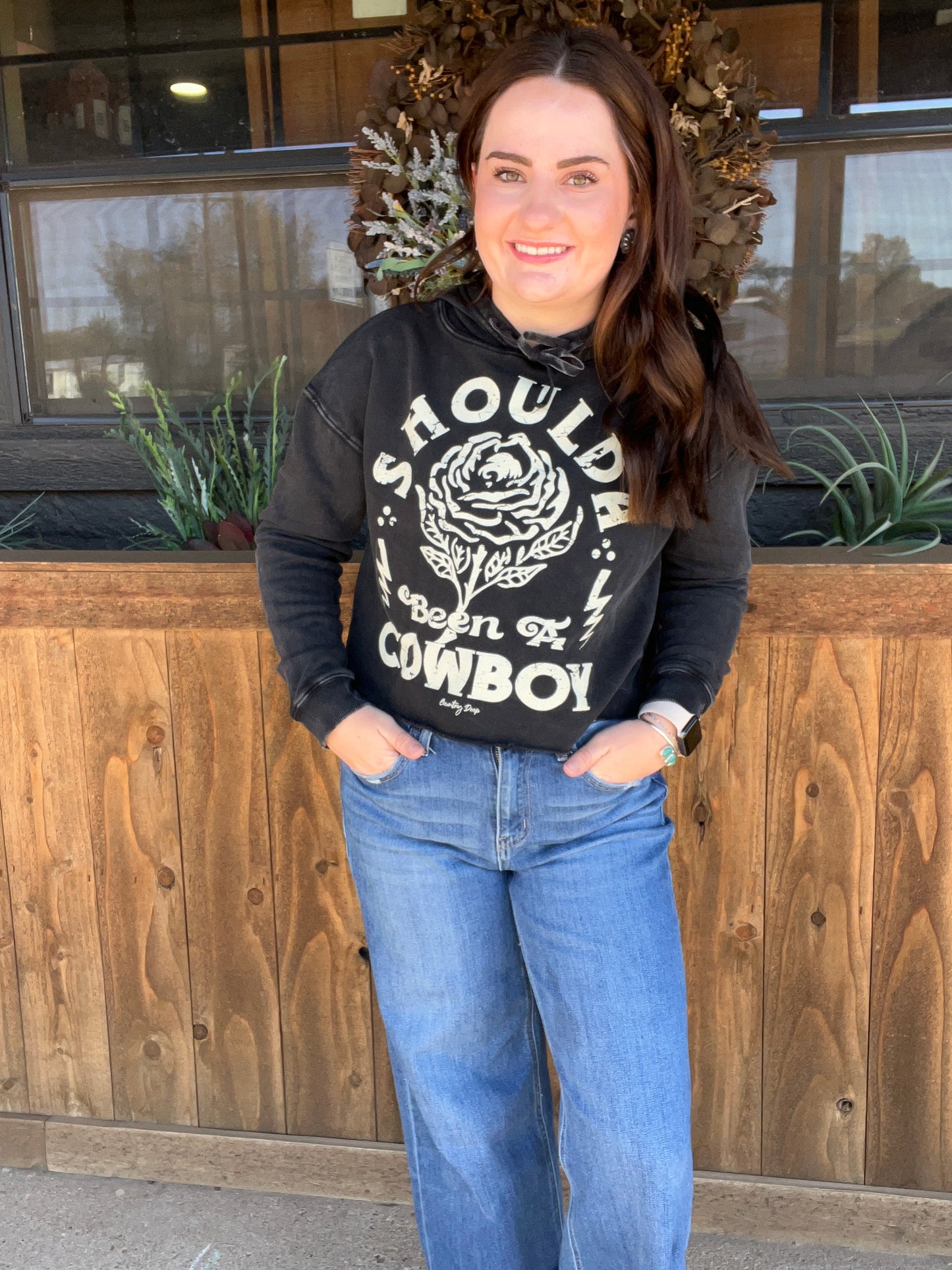 Shoulda Been A Cowboy Cropped Hoodie
