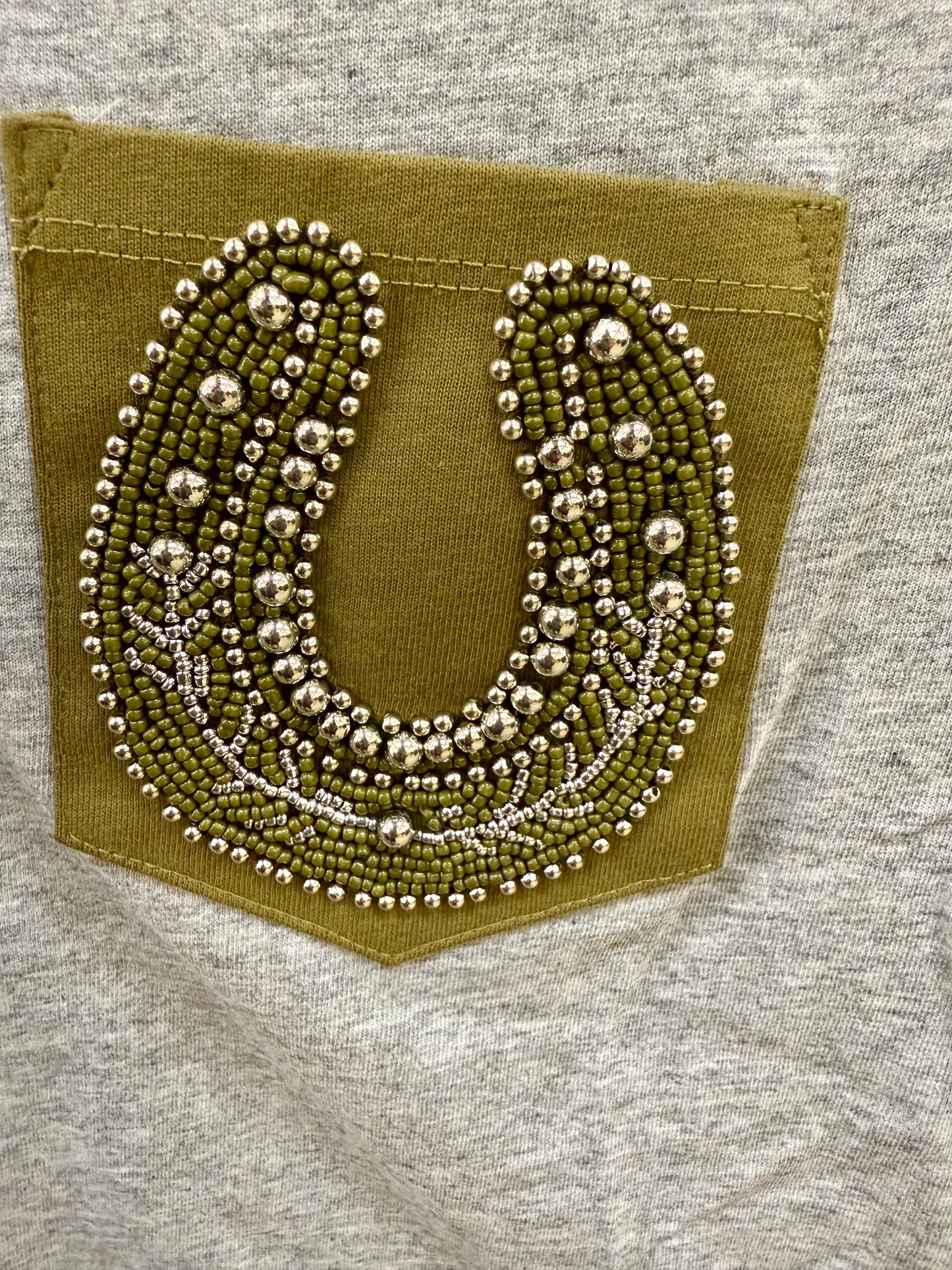 LUCKY LIZZY BEADED HORSESHOE BASEBALL TEE - RODEO QUINCY