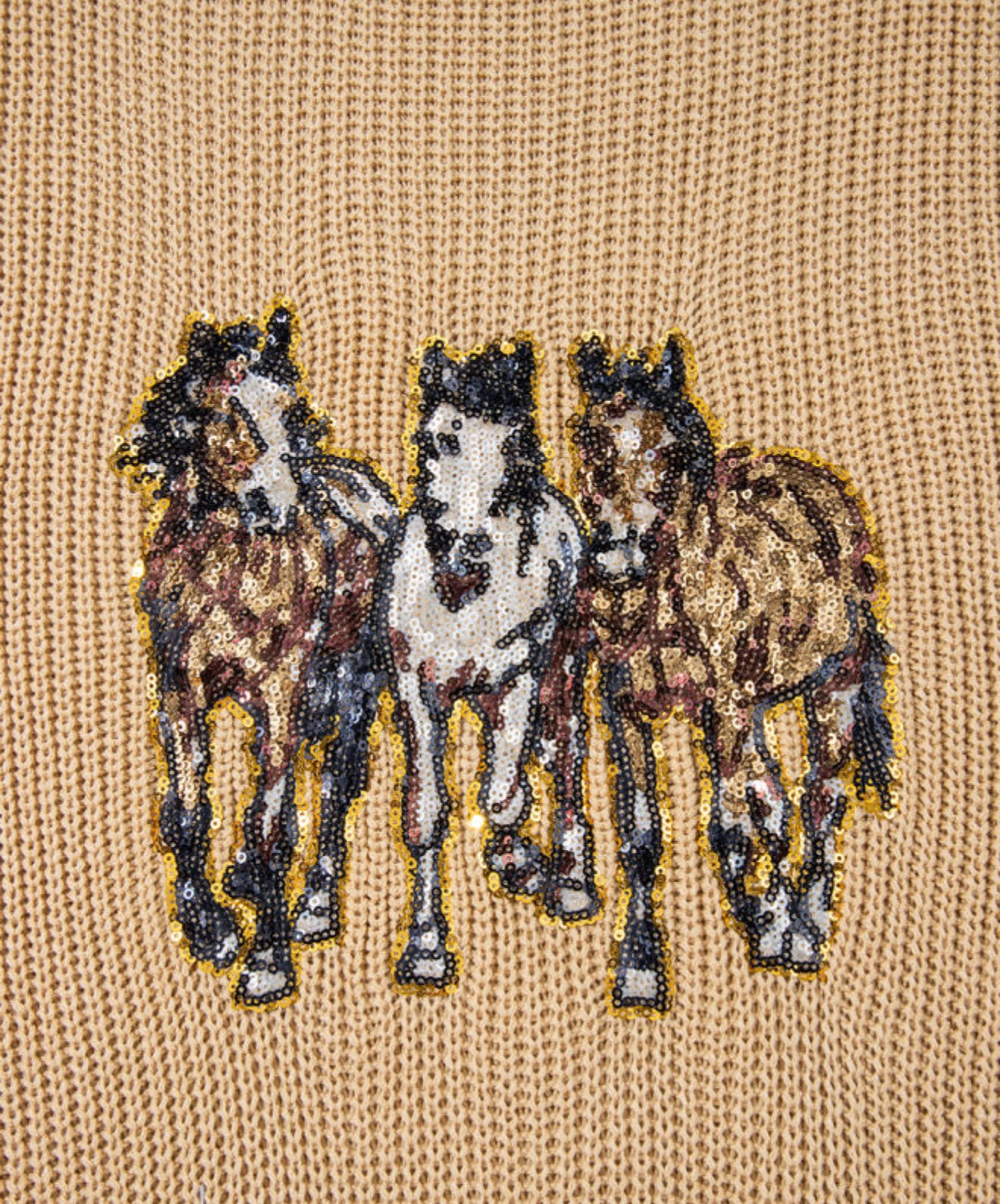 Parchment Sequin Horse Knitted Sweater Vest