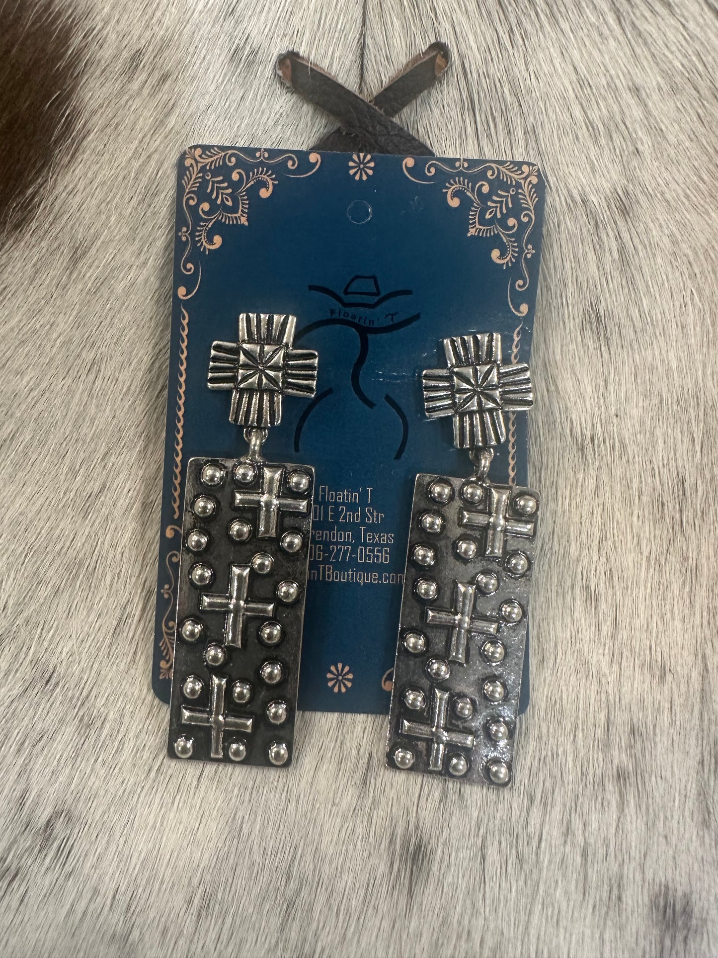 Dangle Cross Bubble Bead Earrings