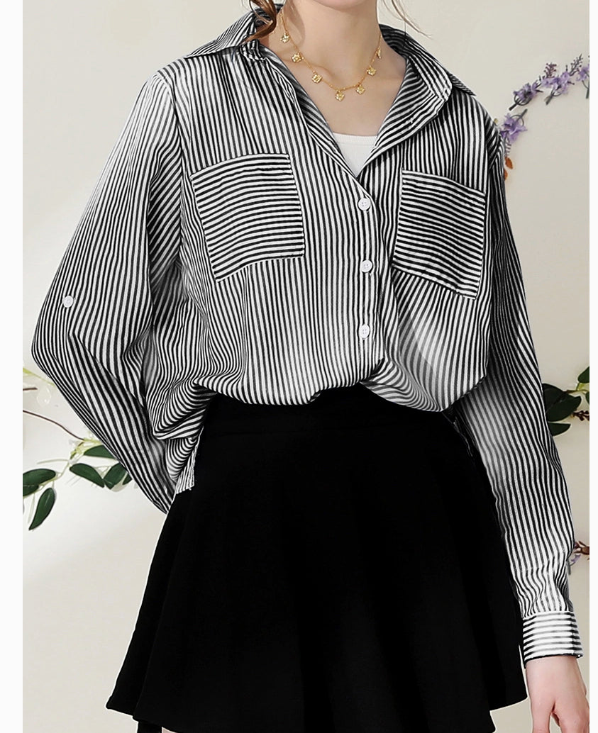 Striped Button Down Two Pocket