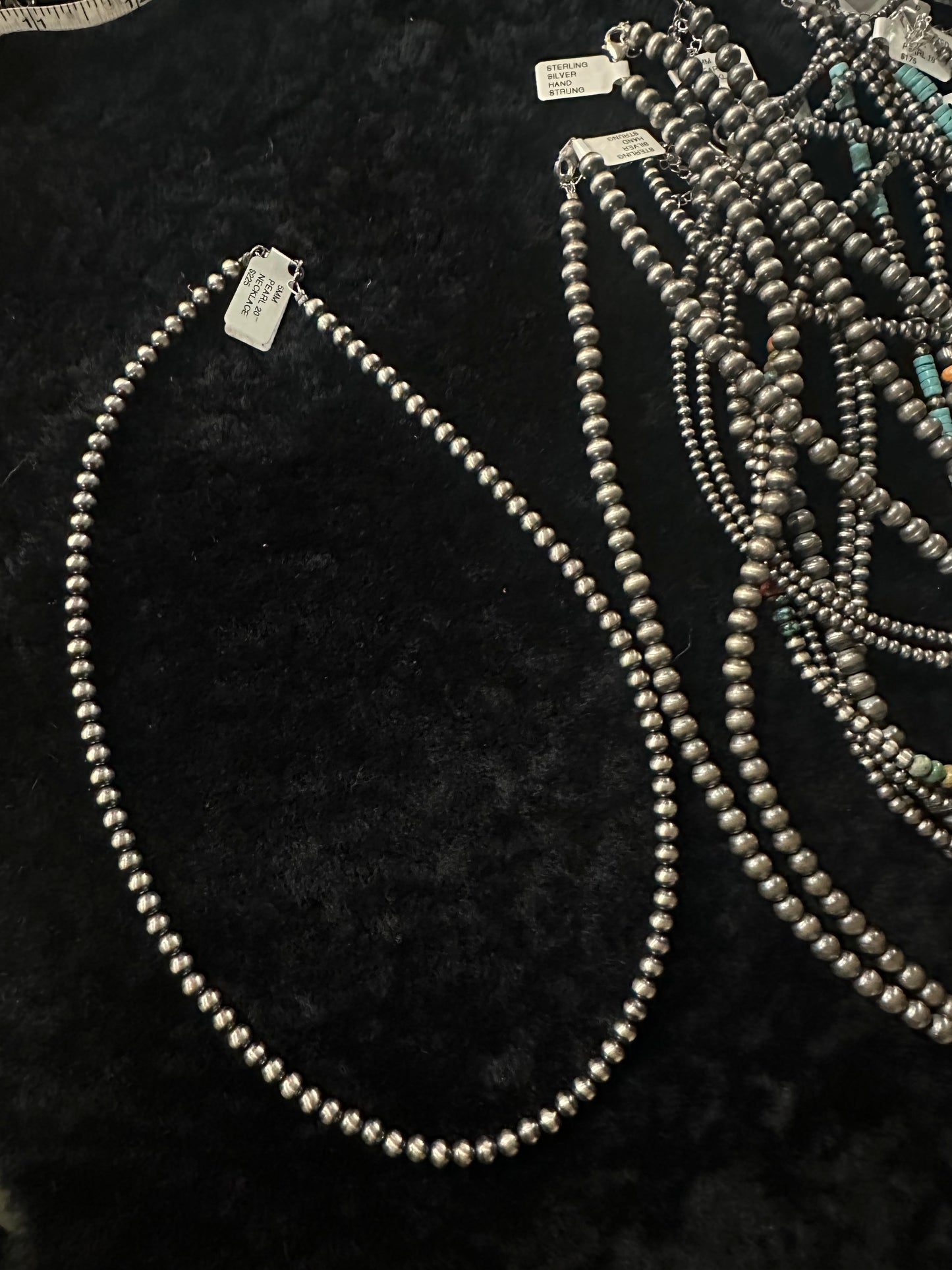 Sterling Silver Navajo Pearl Necklace 5mm 20”