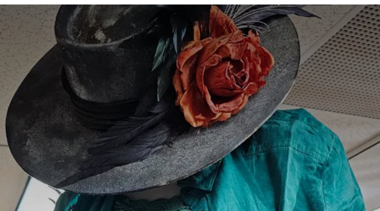 A Rare Bird - Hand Dyed Feathers, Flowers and Sparkle Hat Pin