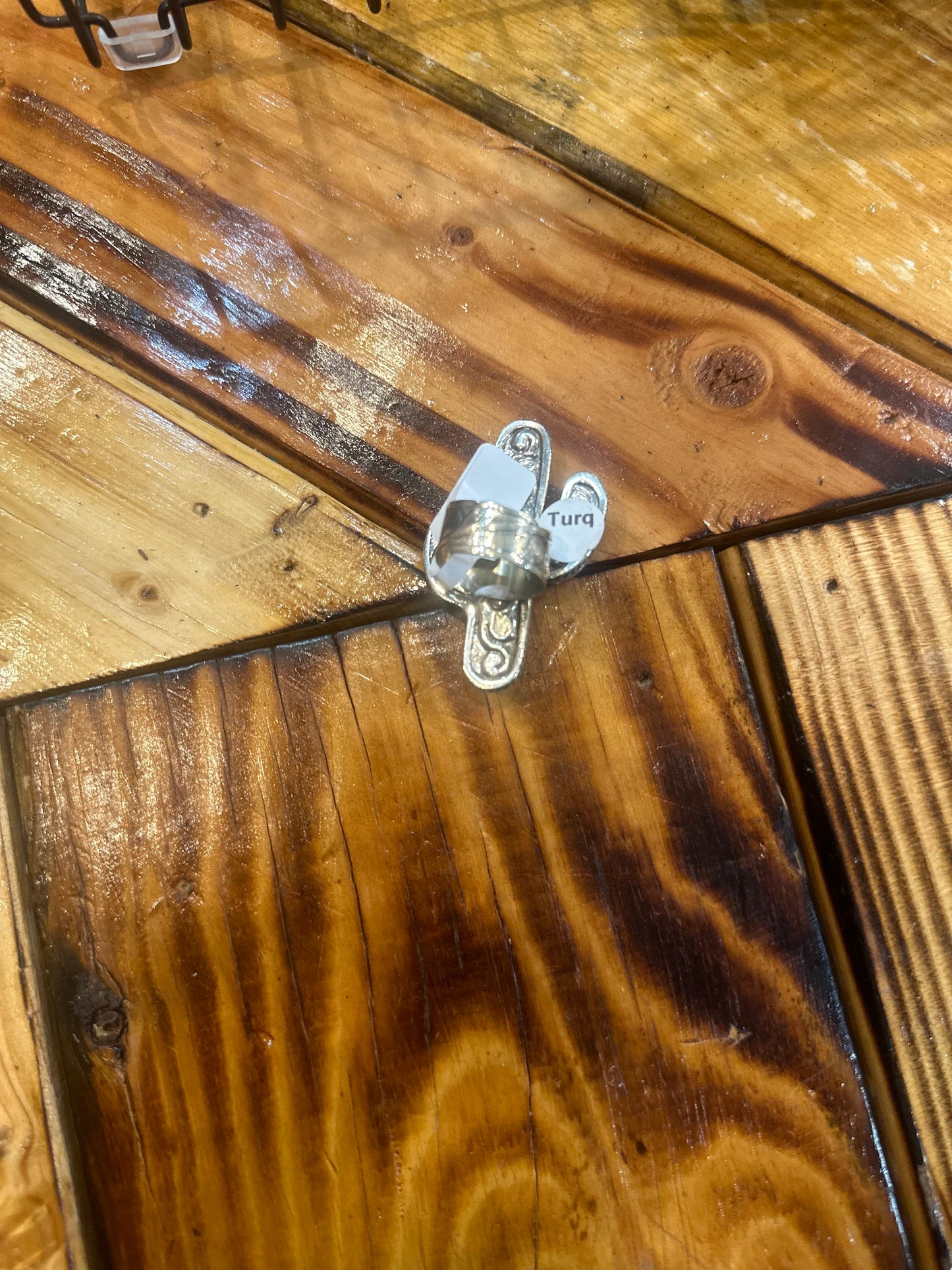 Bone & Turquoise Cactus Adjustable Ring