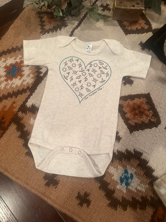 The Branded Heart - S/S Infant One Piece Onesie - Oatmeal 12-18 months