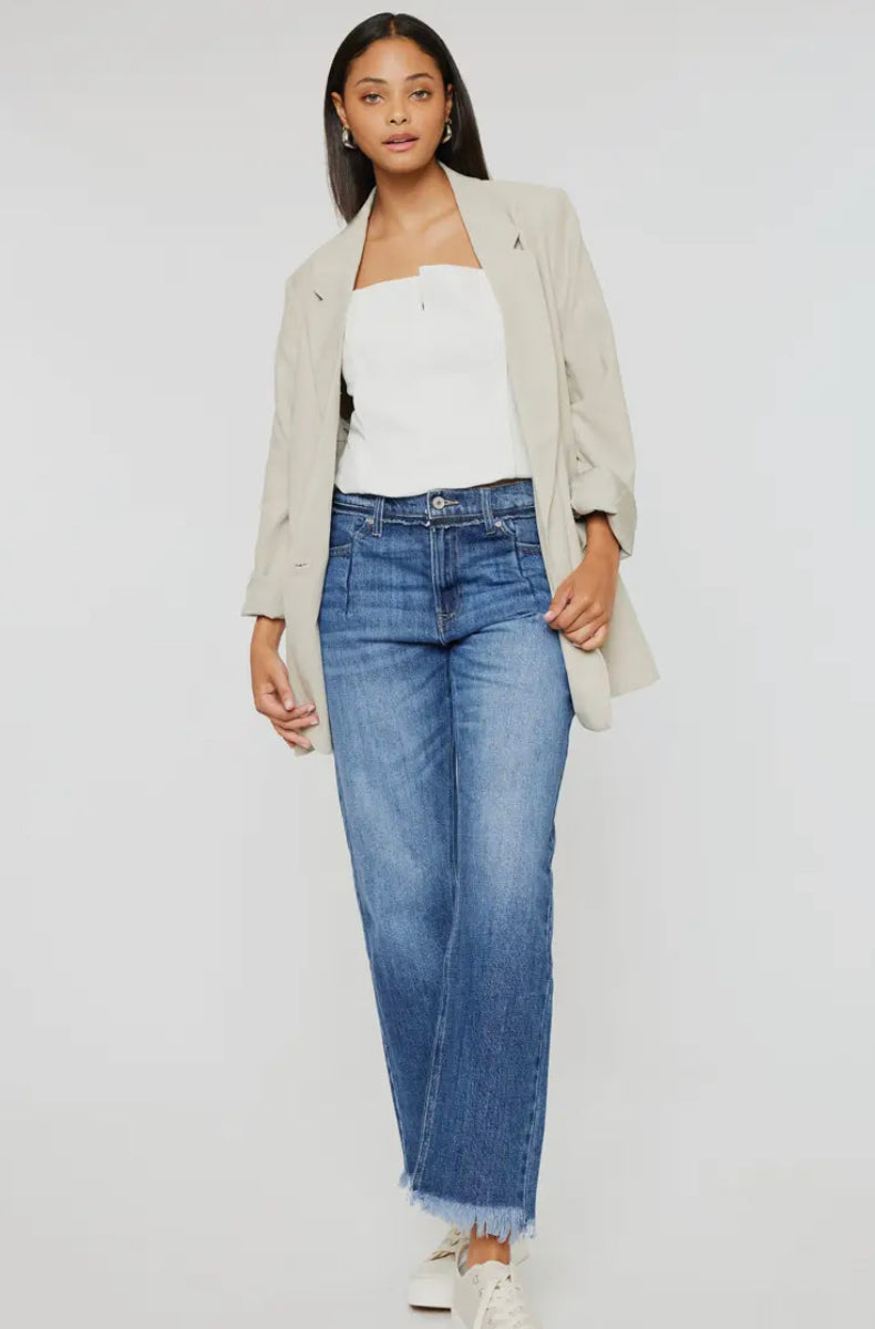 KanCan Jeans HIGH RISE SLIM PLEATS STRAIGHT