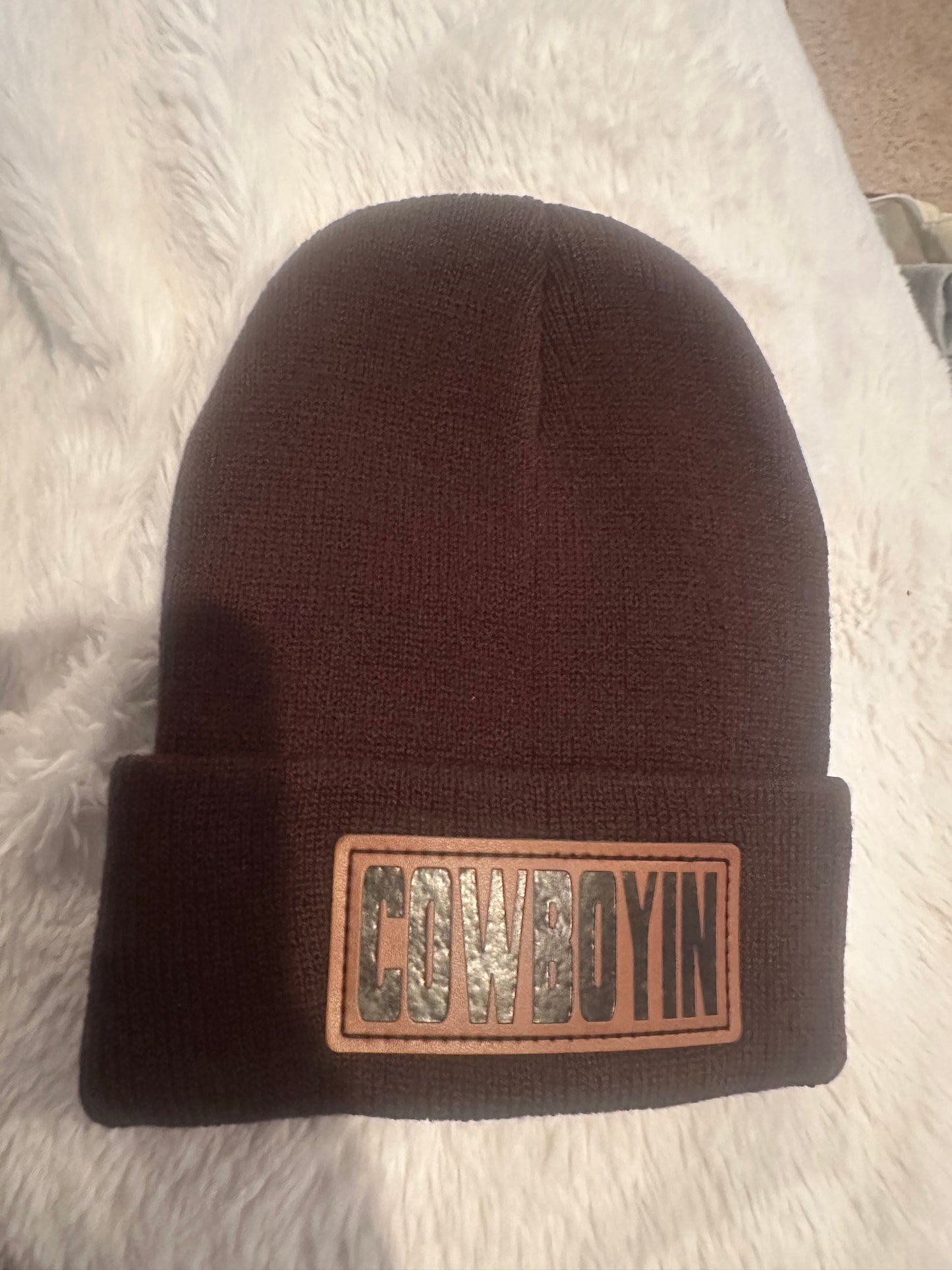 Cowboyin' Leather Patch Beanie - Assorted Colors - infants, toddlers & youth