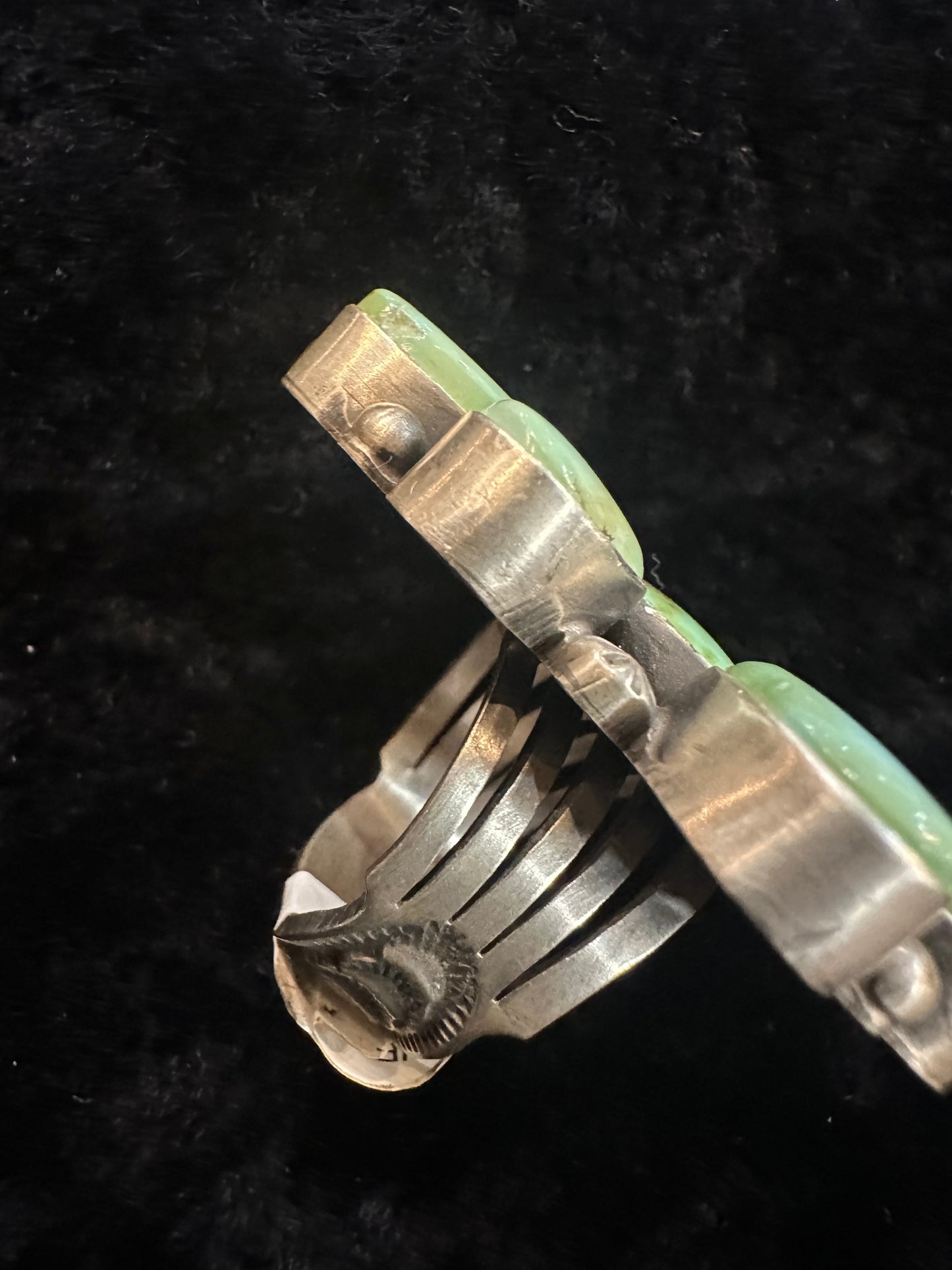 Sterling Silver Navajo Marked Handmade Sonoran Gold Sz 8 Ring