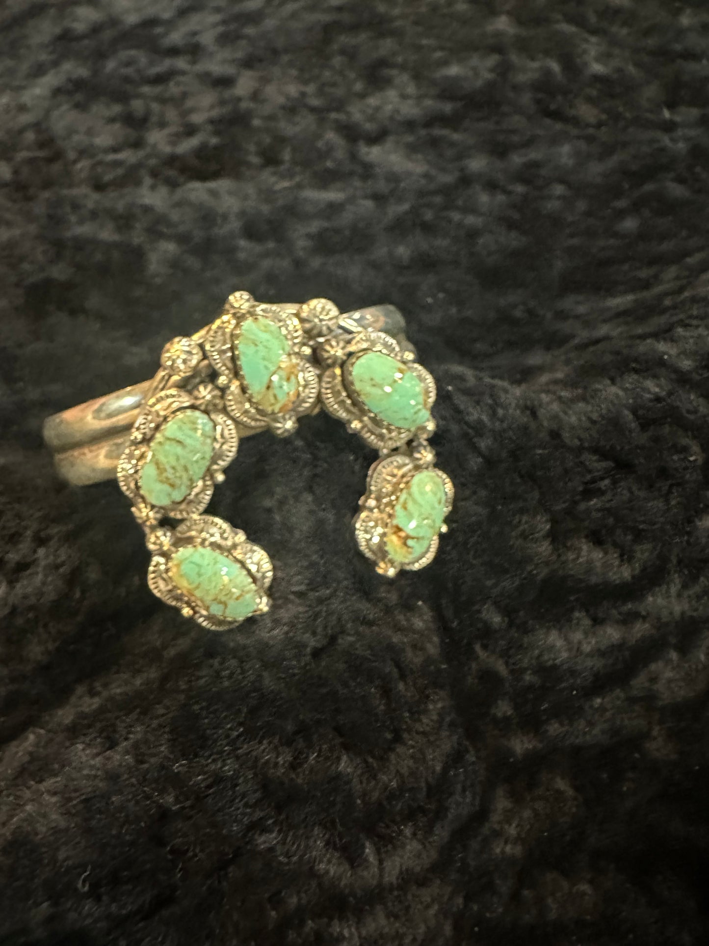 RAYMOND YAZZIE NAVAJO HANDMADE STERLING SILVER NEVADA TURQUOISE CUFF BRACELET