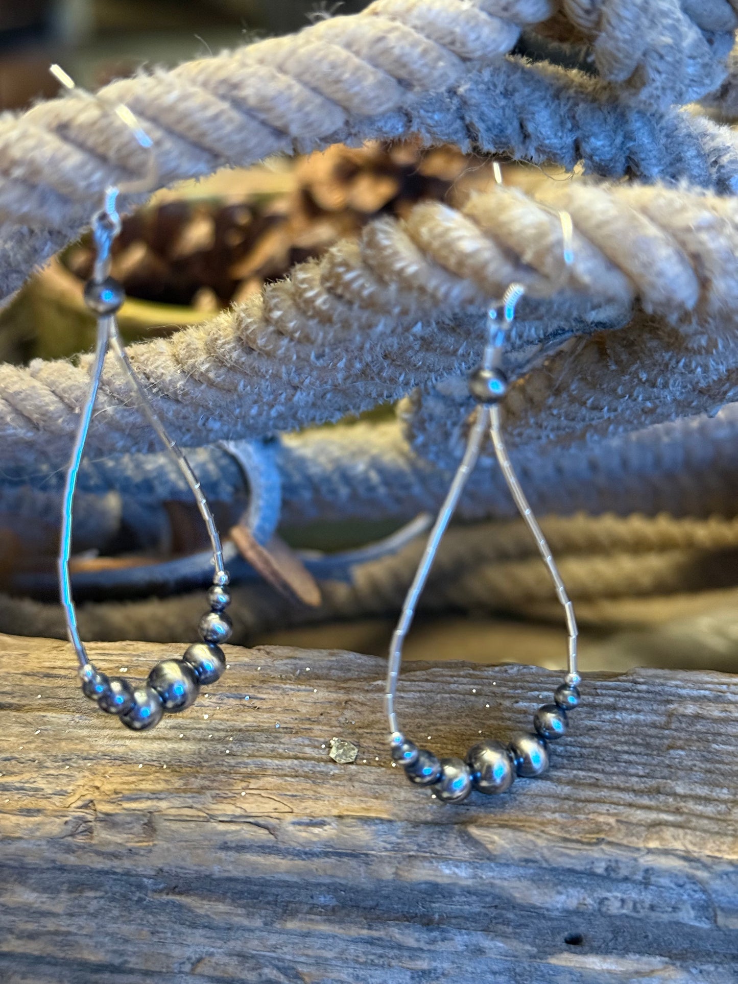 Sterling Silver Pearl Teardrop Loop Earrings