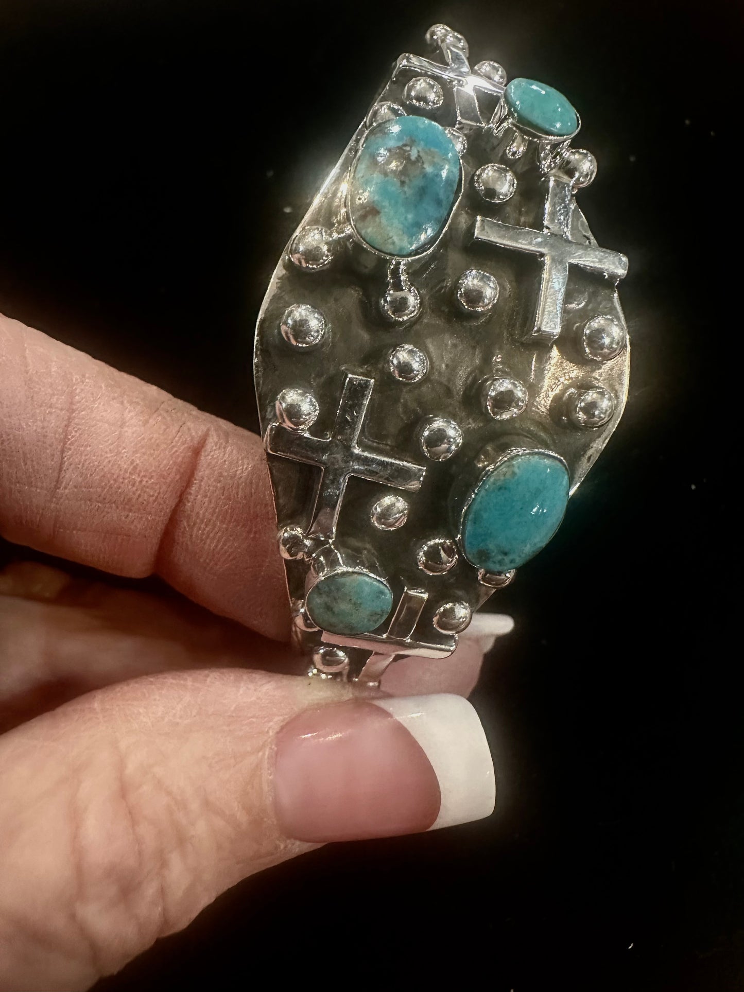 Gregg Yazzie Navajo Handmade SS Kingman Turq Bracelet
