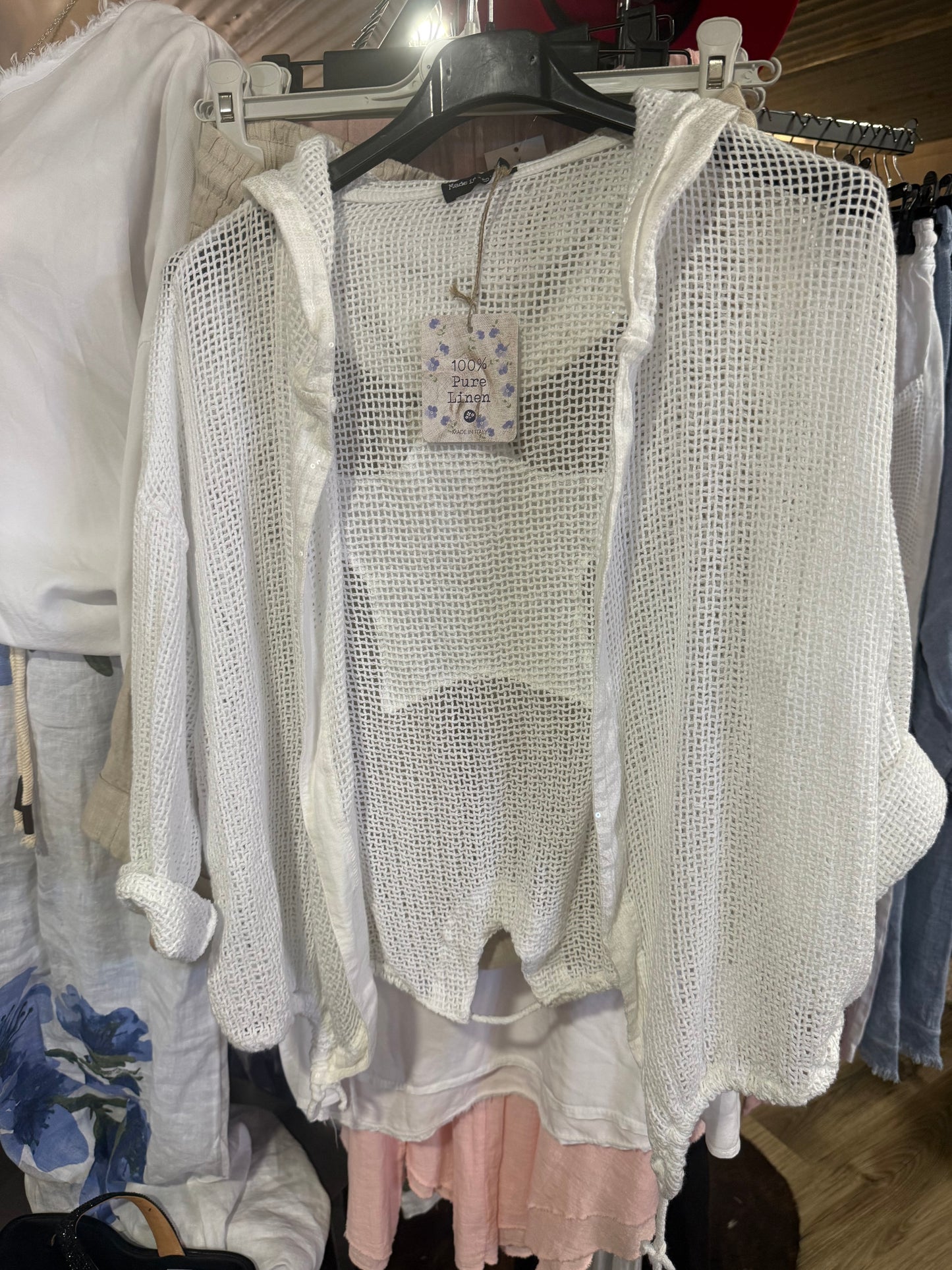 Marisima Made in Italy Star Sequin Fishnet Cardigan (Copy)