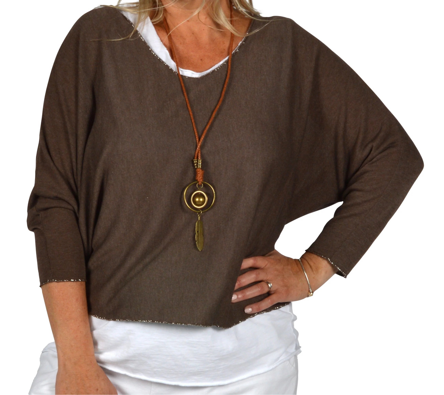 2PC TUNIC W/NECKLACE Italy Collection O/S