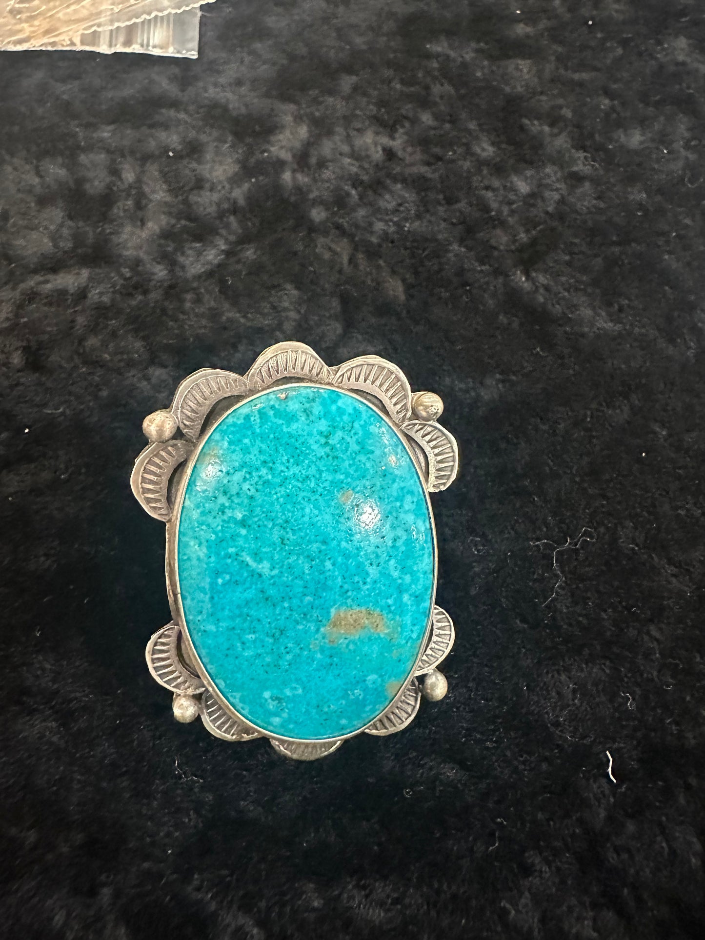 Sterling Silver Navajo Marked Handmade Kingman Turquoise Adjustable Ring