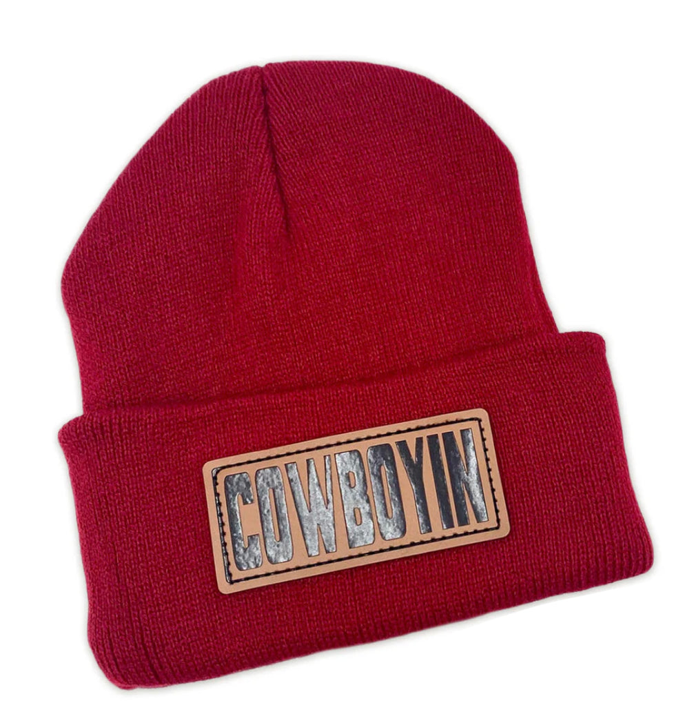 Cowboyin' Leather Patch Beanie - Assorted Colors - infants, toddlers & youth