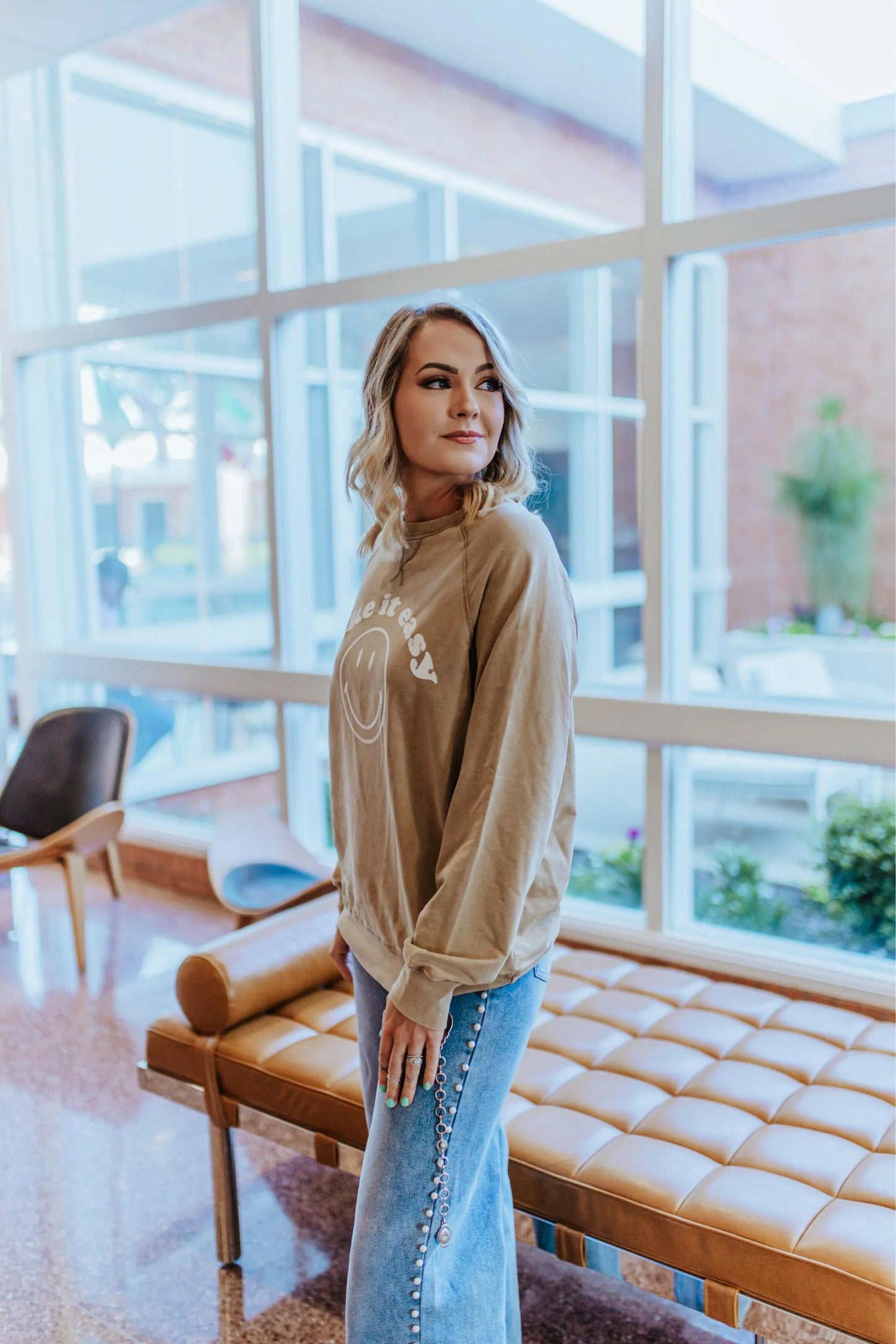 Take it Easy LS Acid Wash Tee