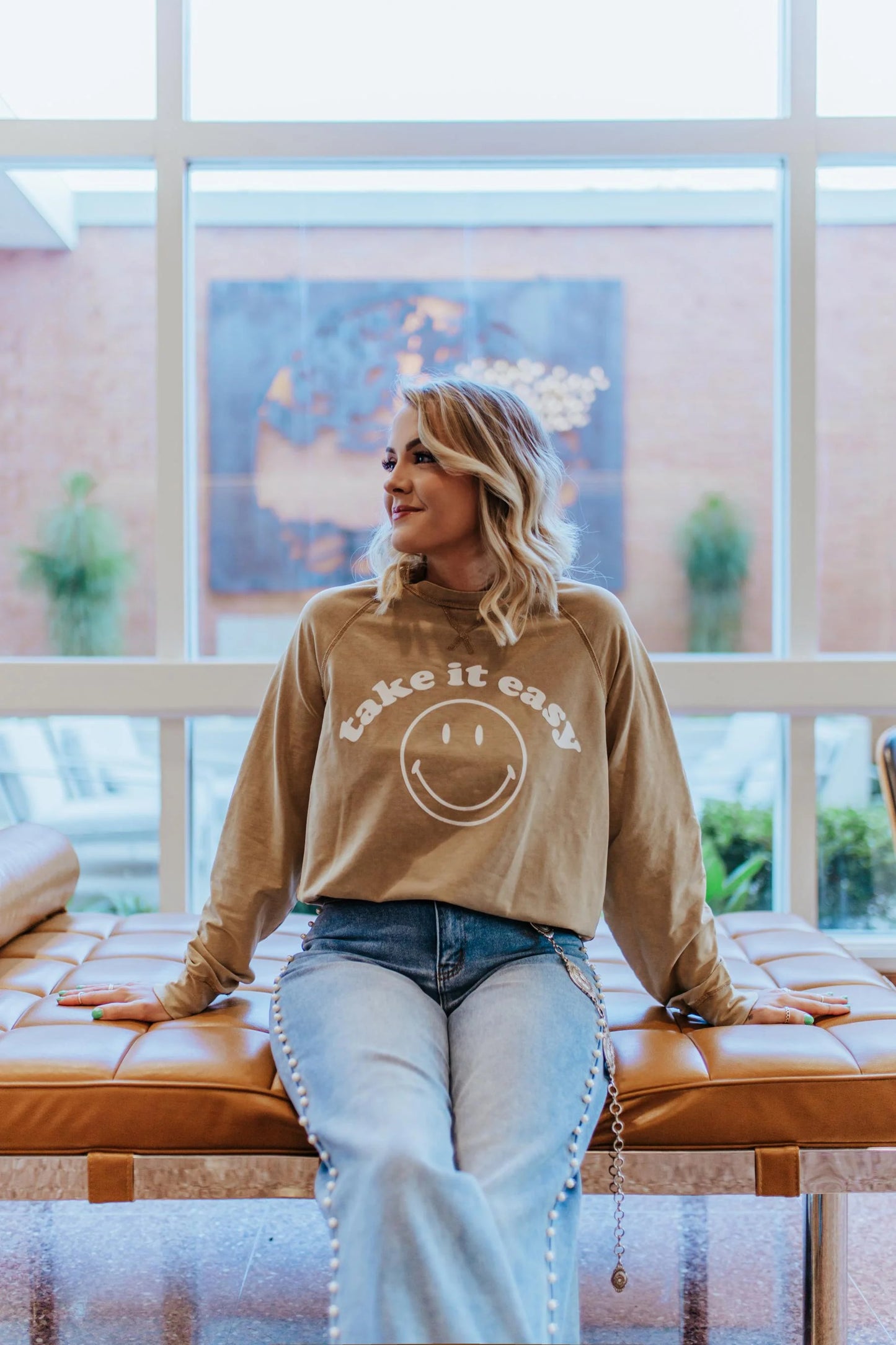 Take it Easy LS Acid Wash Tee