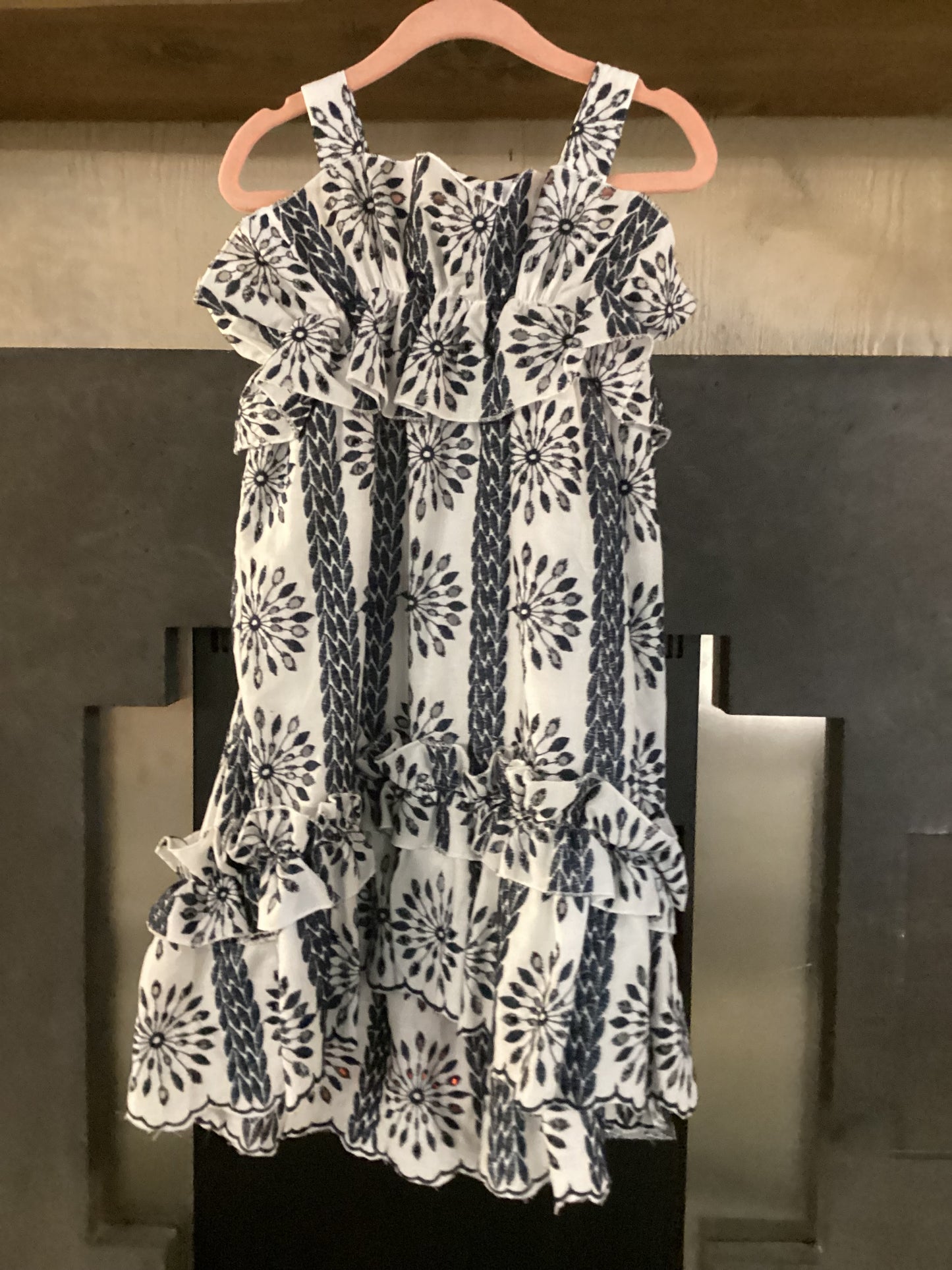 Baby Sara Ruffled Floral Navy Dress