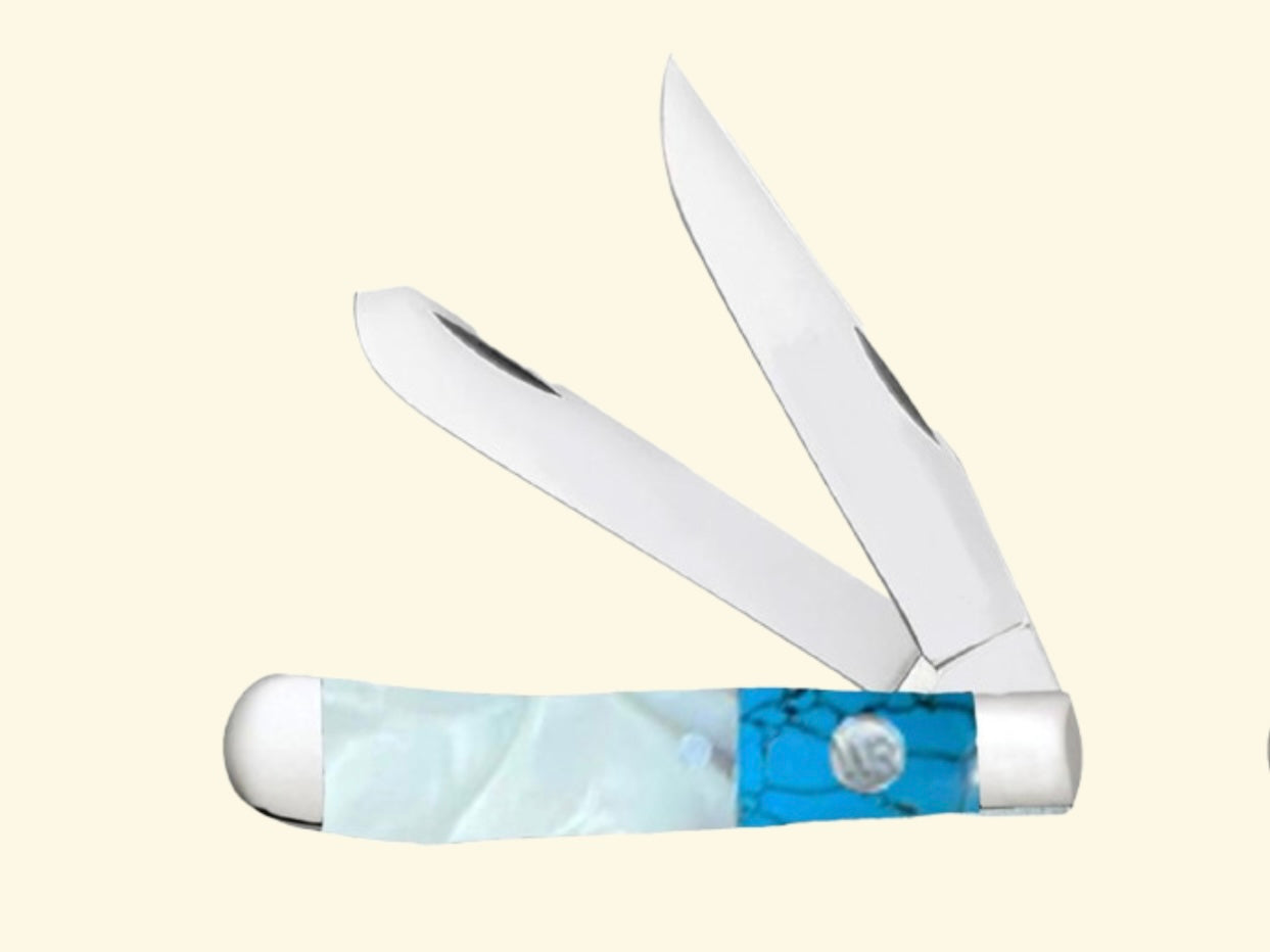 Whiskey Ranch PEARL AGATE Trapper Knife 11-79