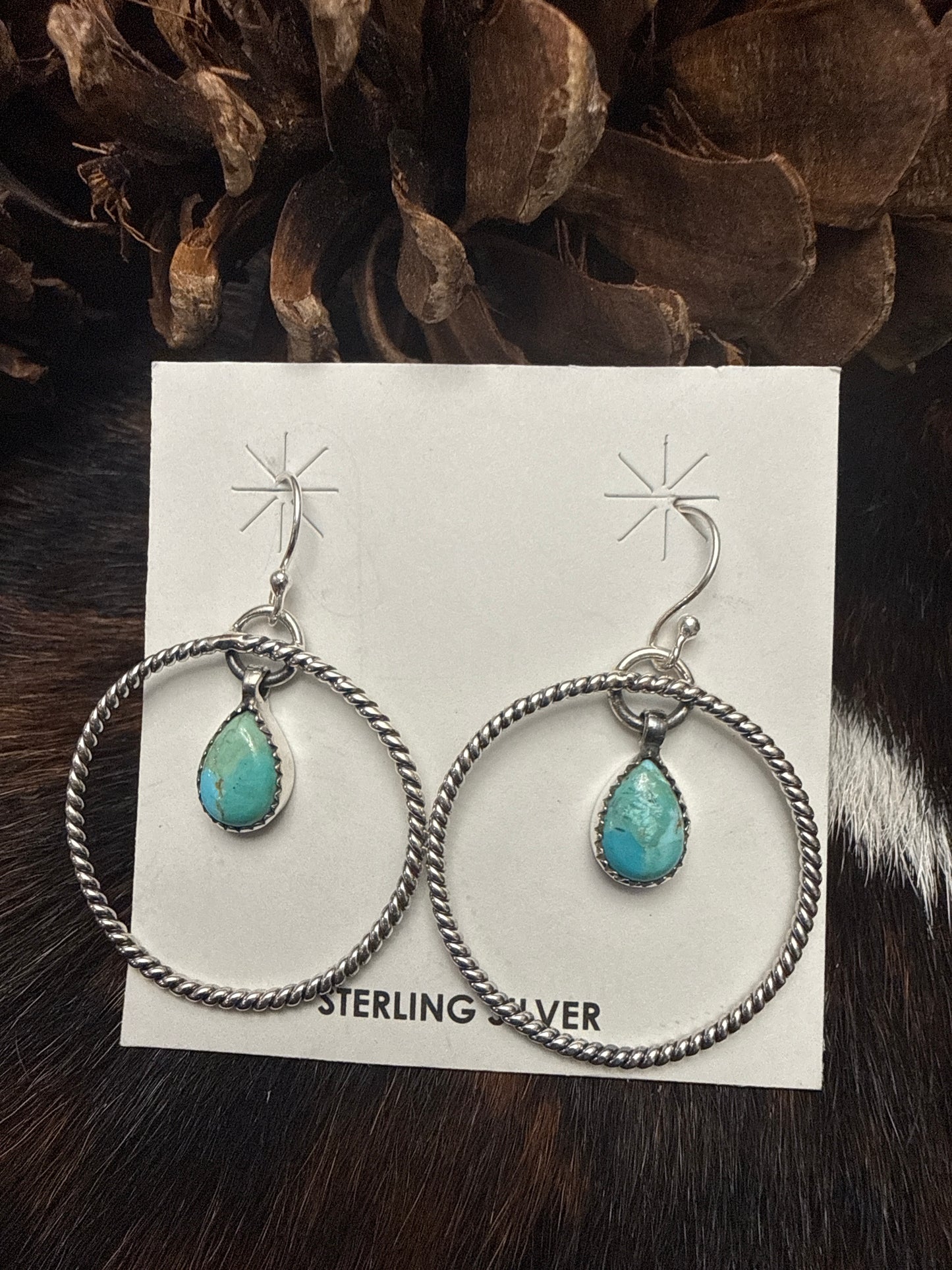 Sterling Silver Handmade Kingman Turquoise Earrings