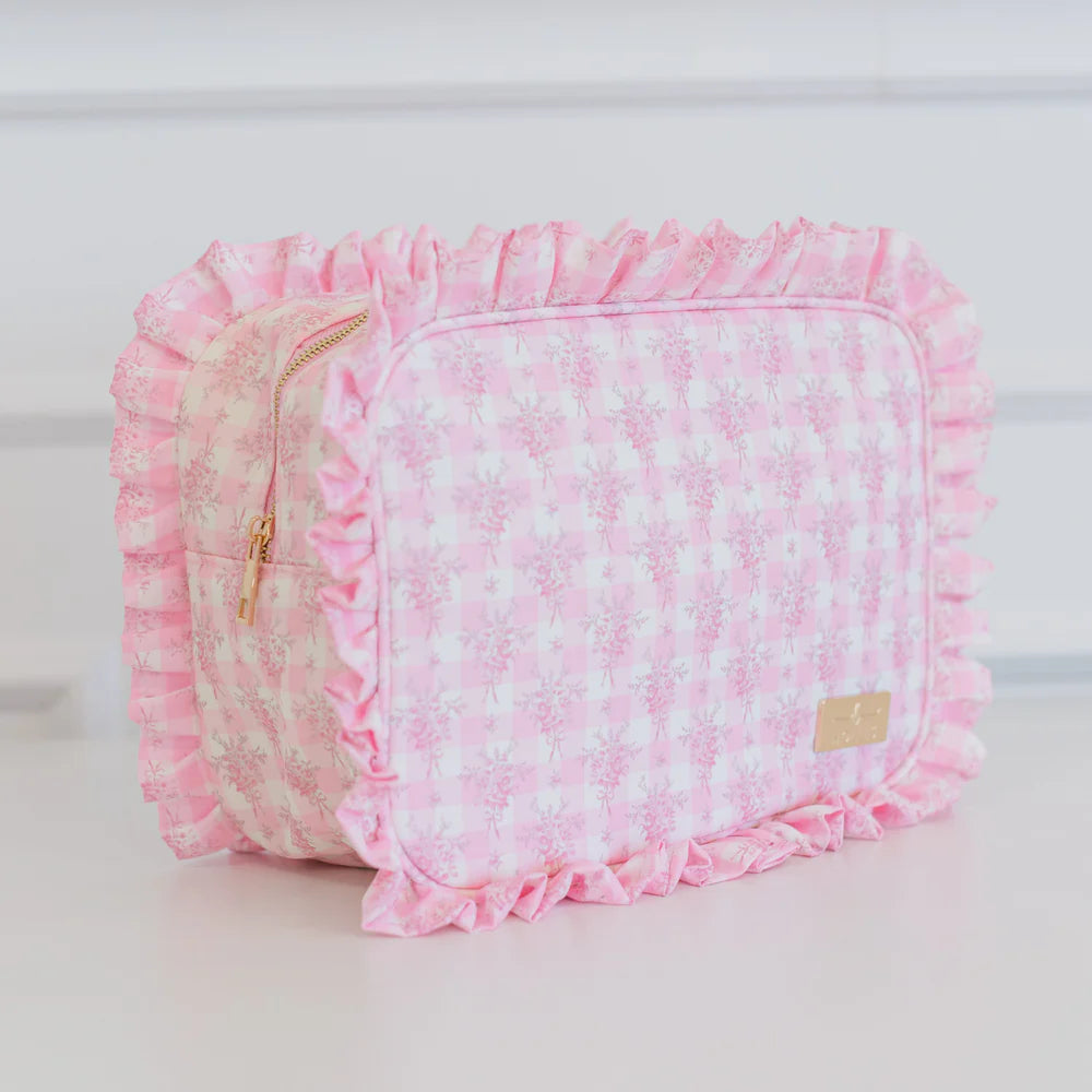 HOLLIS RUFFLED NYLON XL POUCH (monogram available)