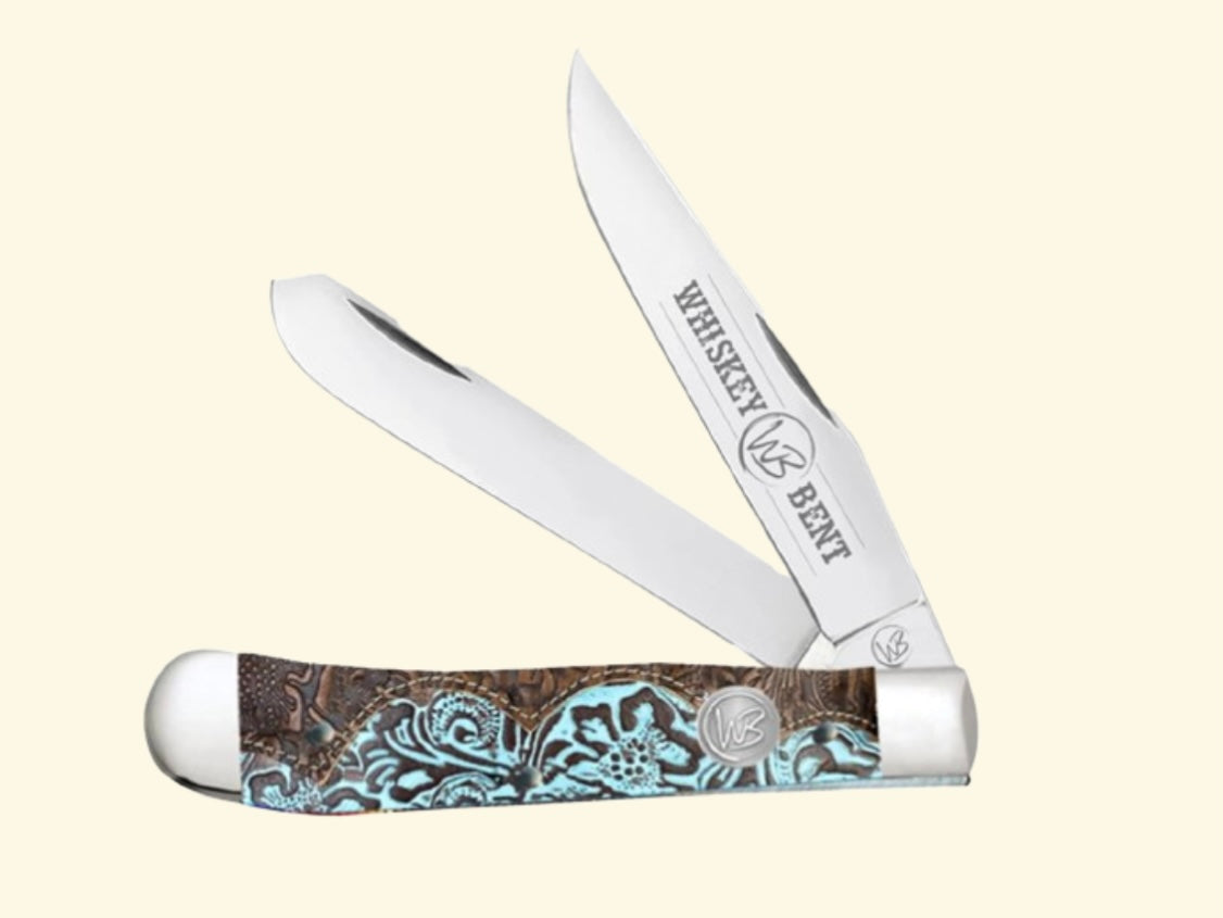 Whiskey TOOLED COUNTRY Trapper Knife 11-88