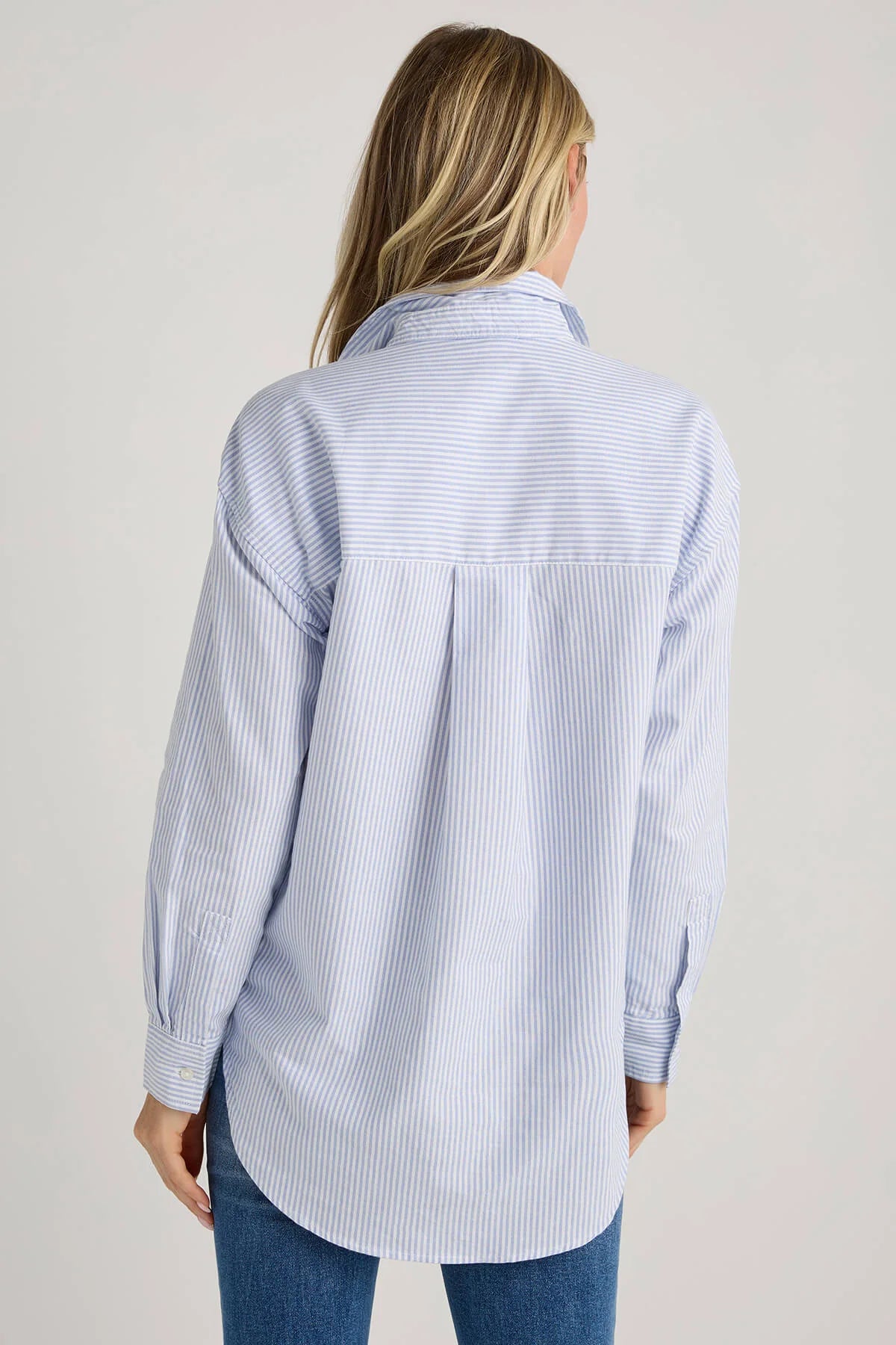 Beach Lunch Lounge Striped Button Down Shirt Sydney Blue Opal