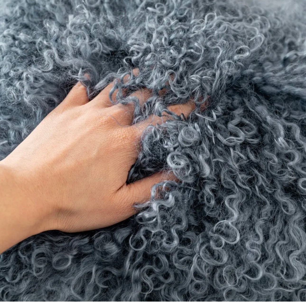 100% Gray Real Mongolian Lamb Wool Pillow Cover with Filller