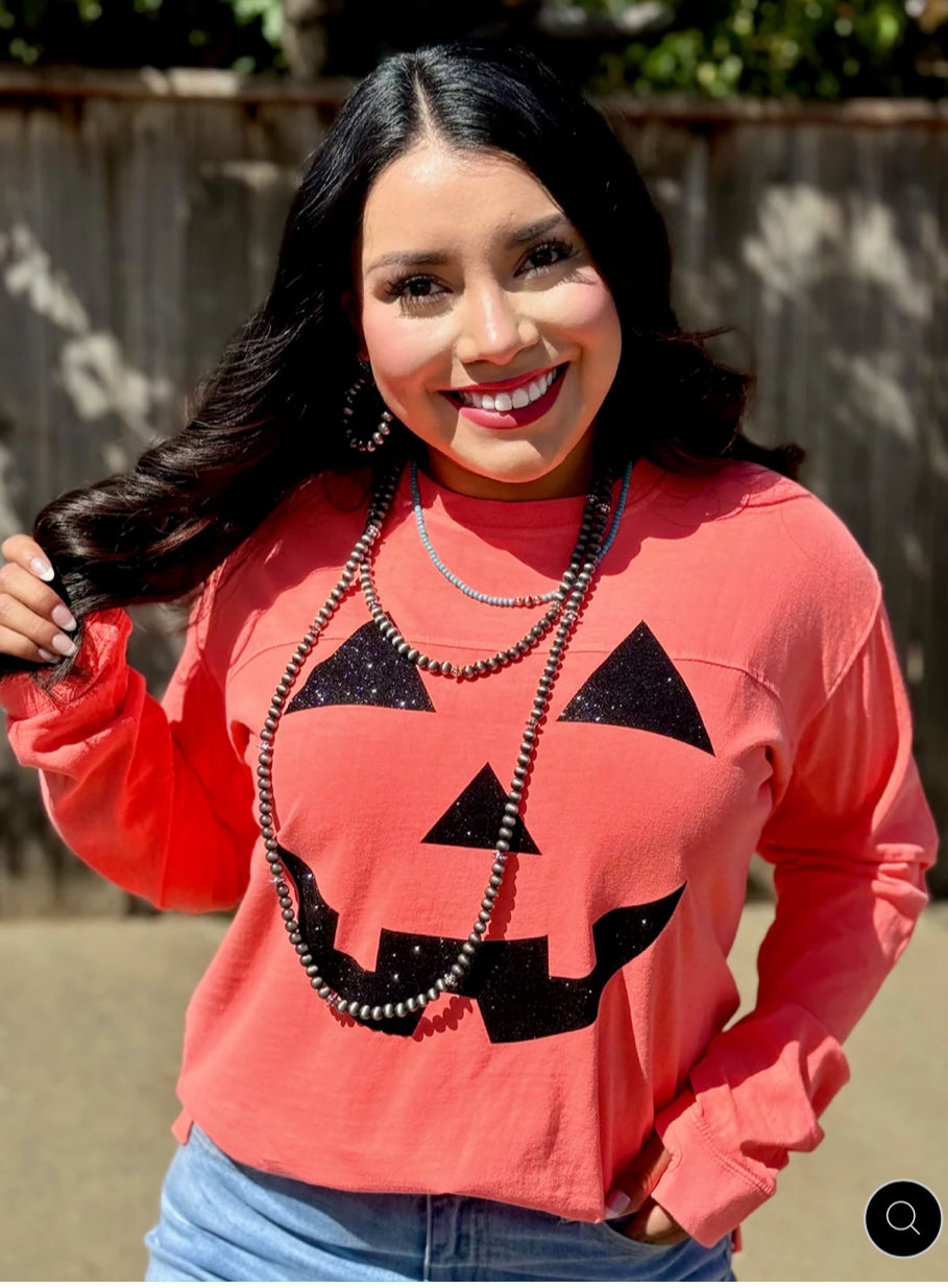 Texas True Glitter Jack O’Lantern Long sleeve