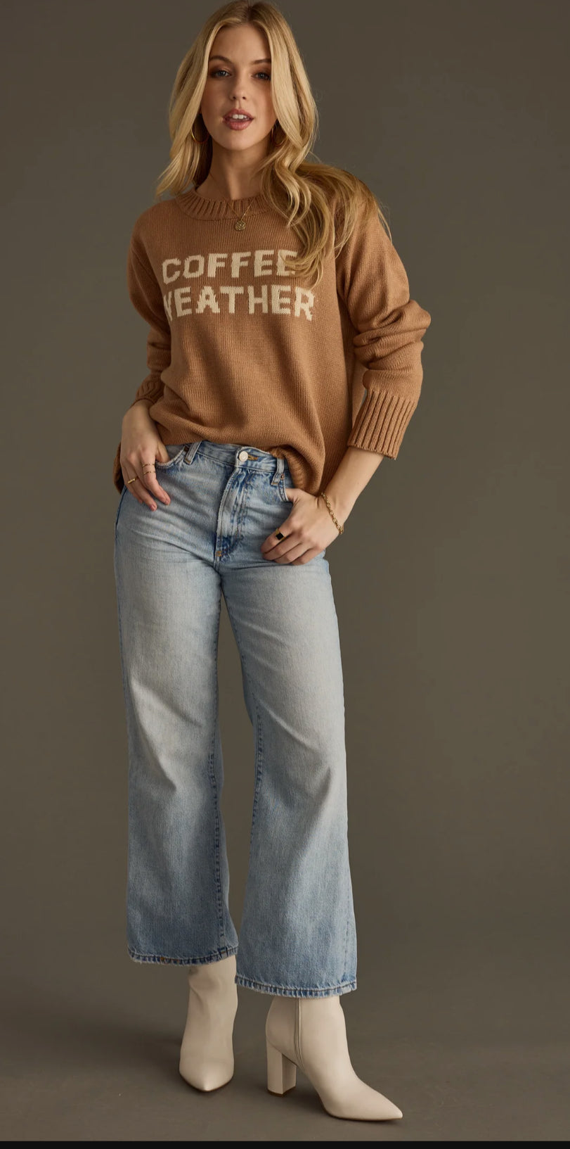 COFFEE WEATHER SWEATER - LIGHT BROWN