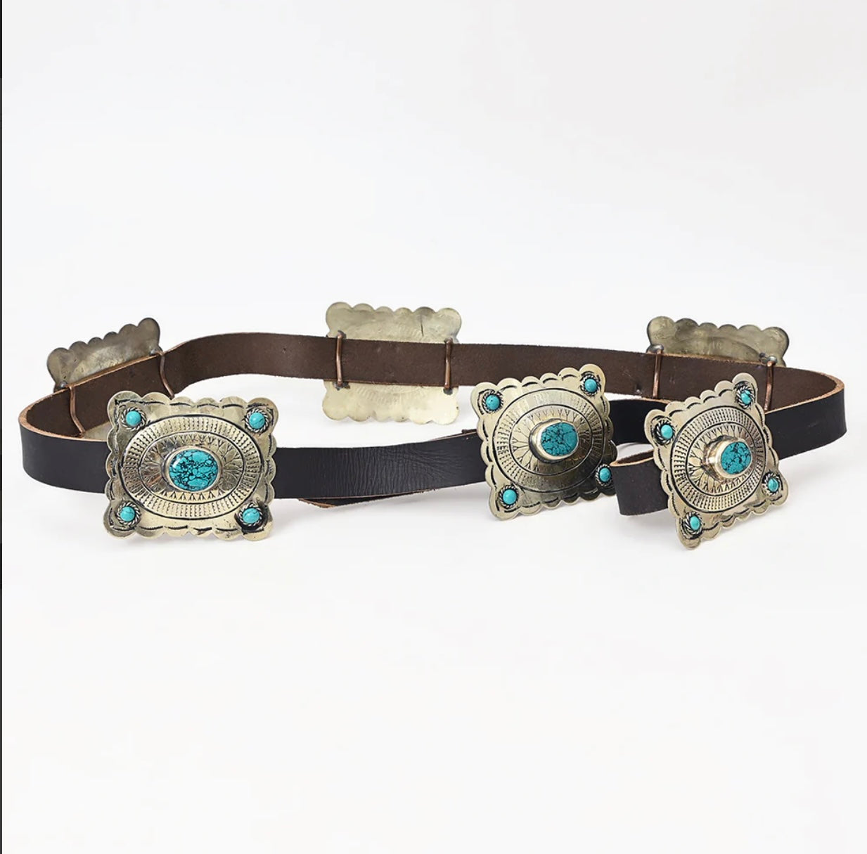 American Darling Square Concho Belt Faux Turquoise