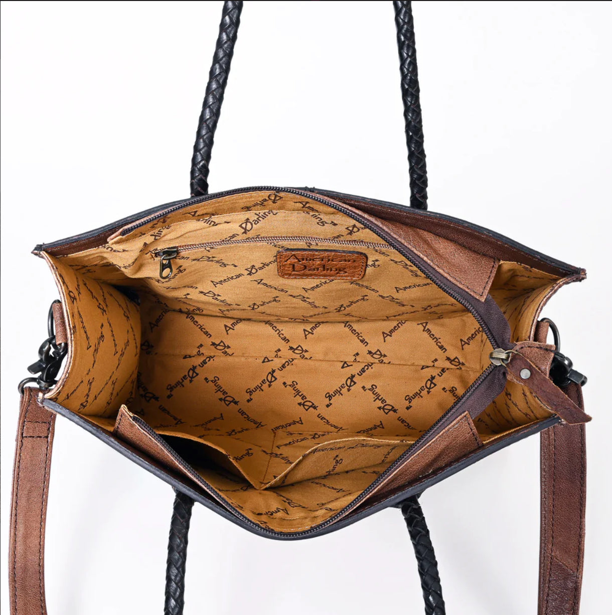 American Darling tooled leather turquoise tote