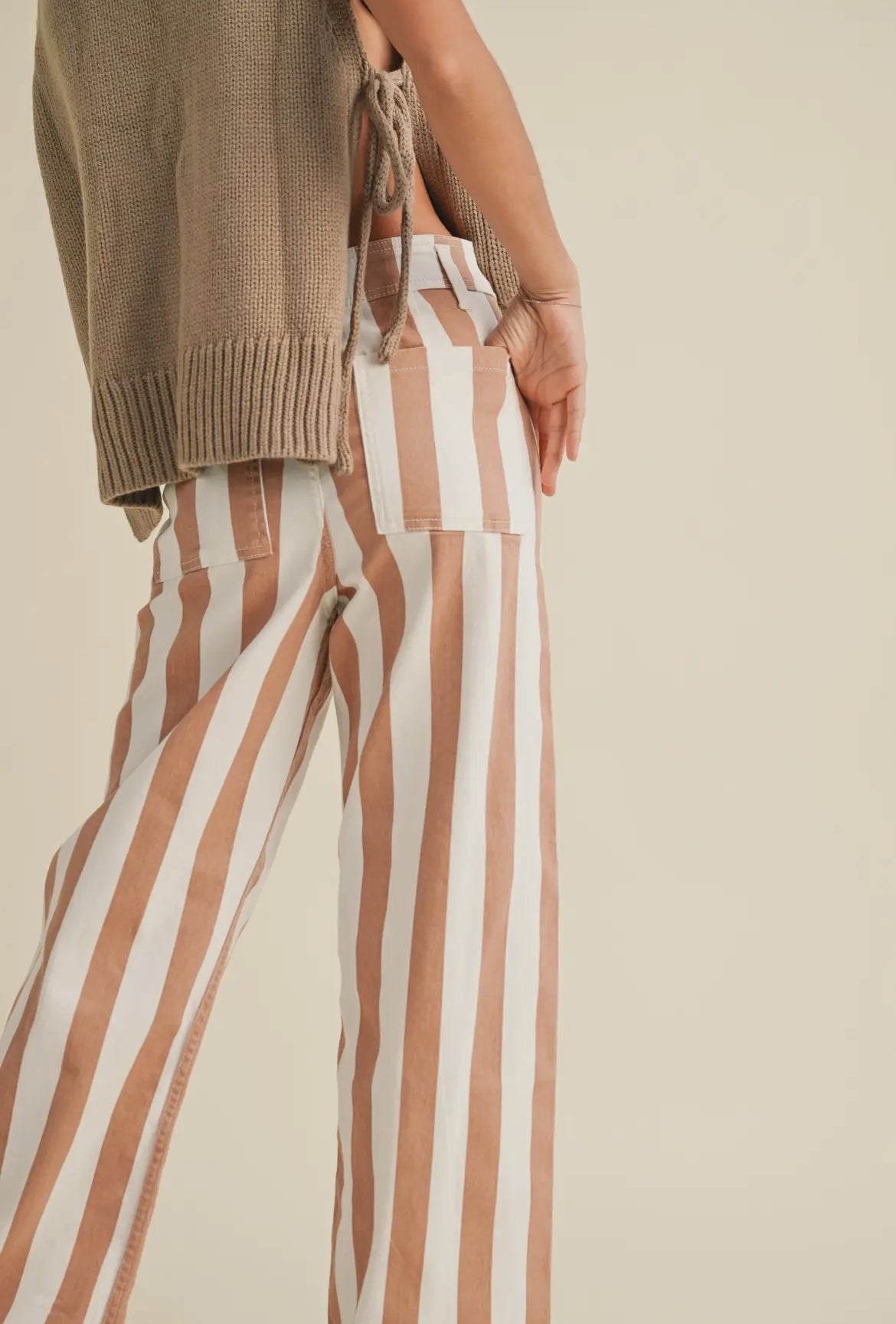 Stripe Pattern Stretch Pants