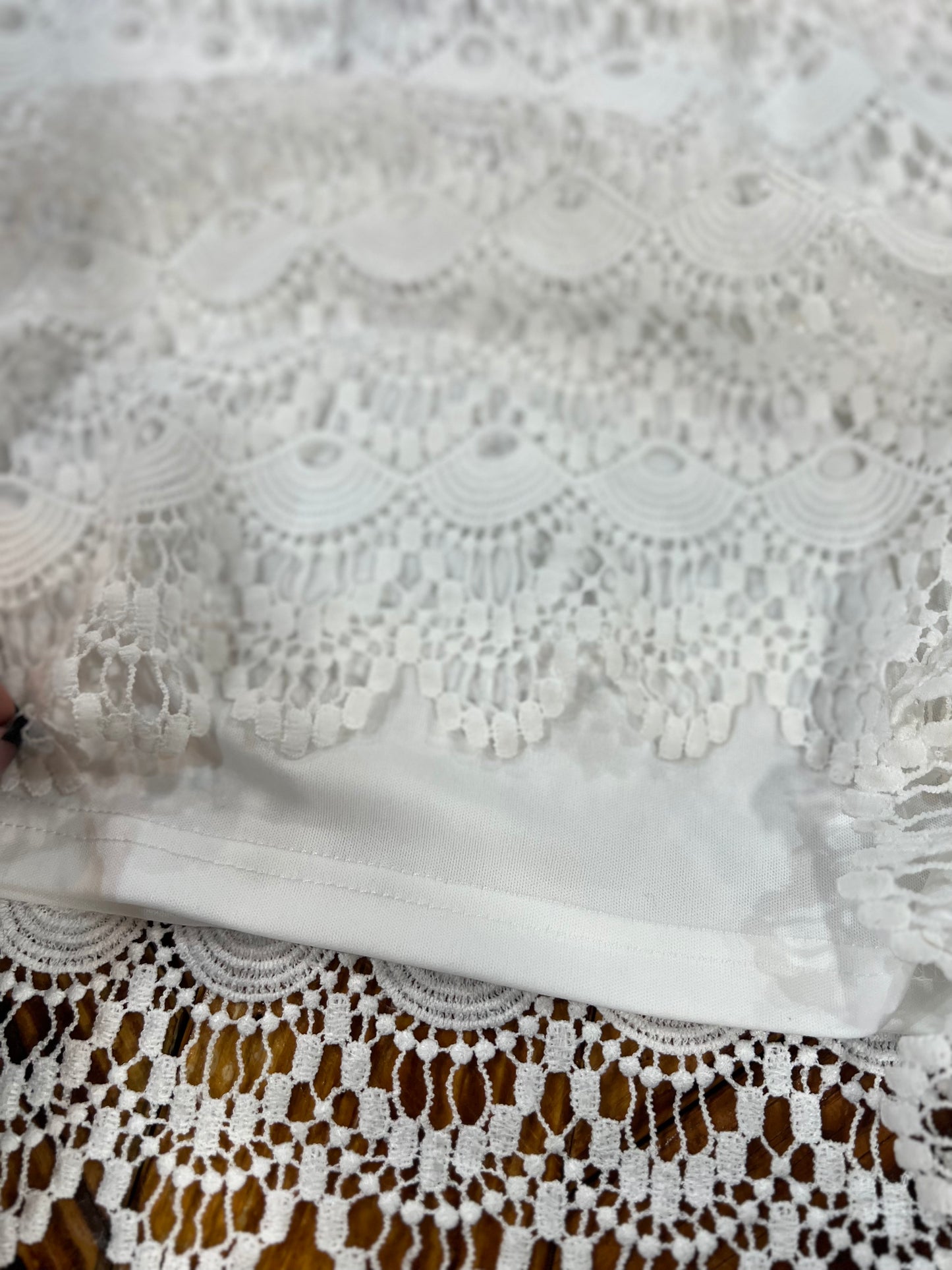 White double layer lace skirt