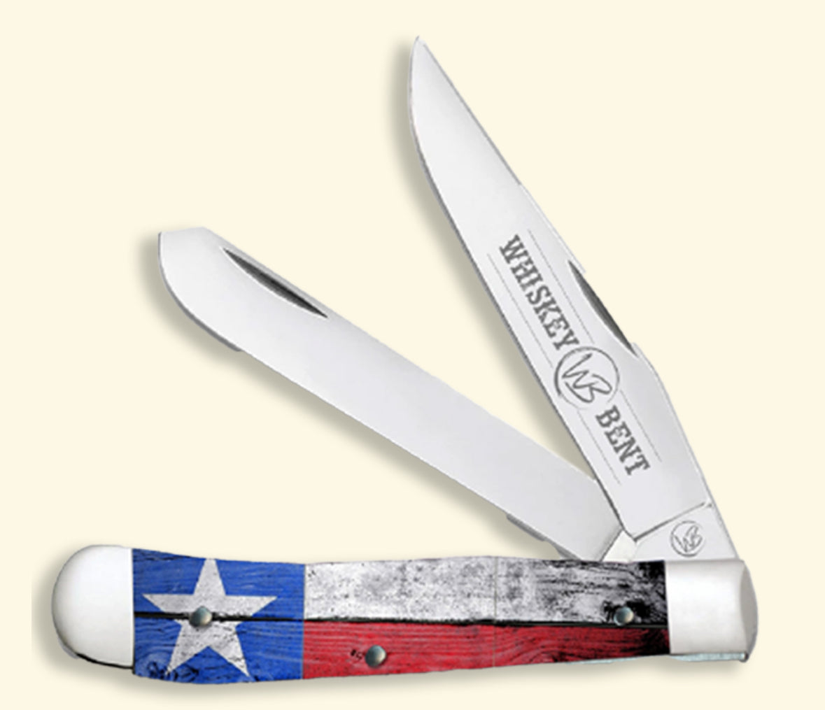 Whiskey Ranch SPRING BRANCH DAMASCUS BLADE Trapper Knife 21-76 main image 1