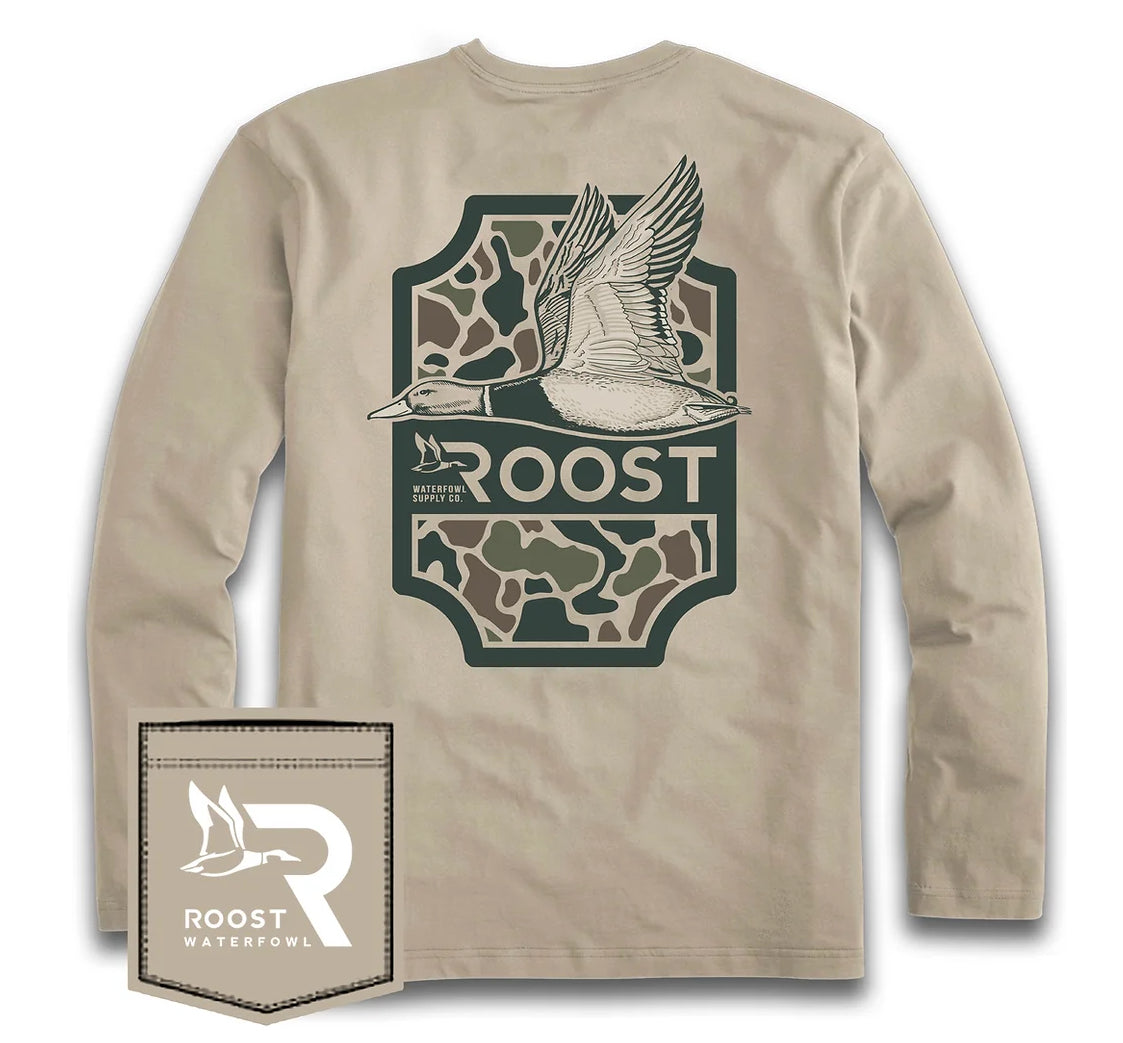 Youth Roost Camo Shield long sleeve or short