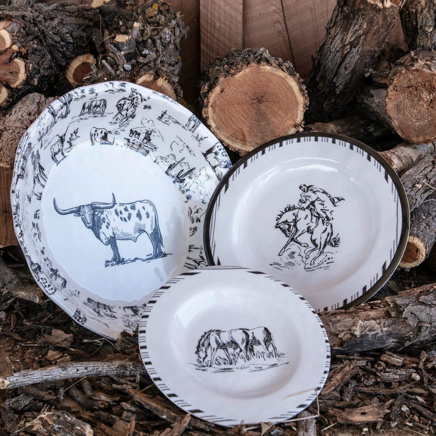 MELAMINE WESTERN RANCH LIFE SERVING BOWL