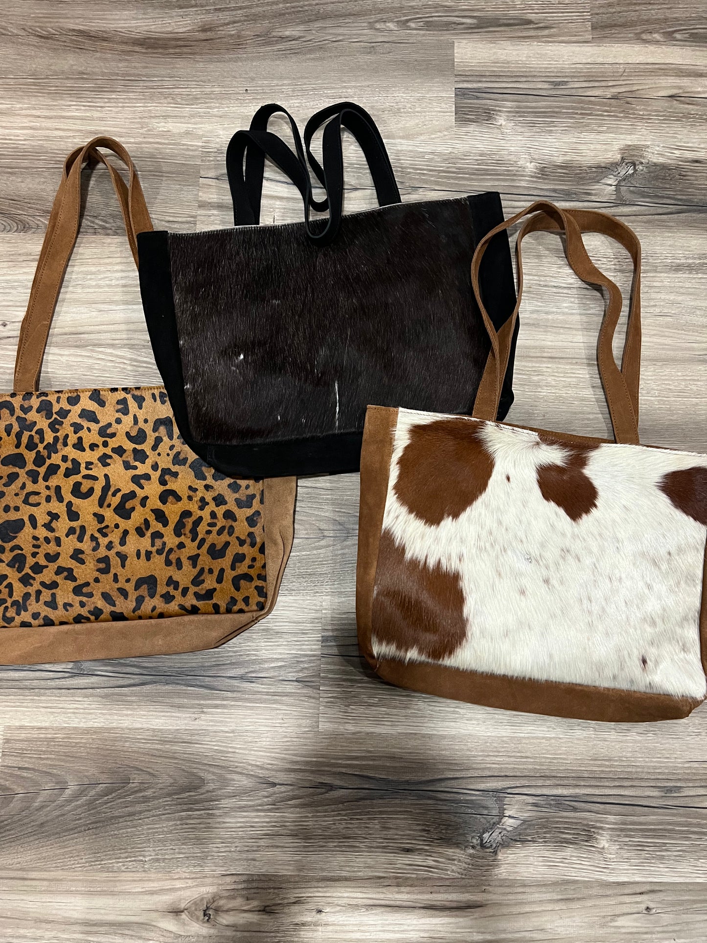Leather cowhide tote