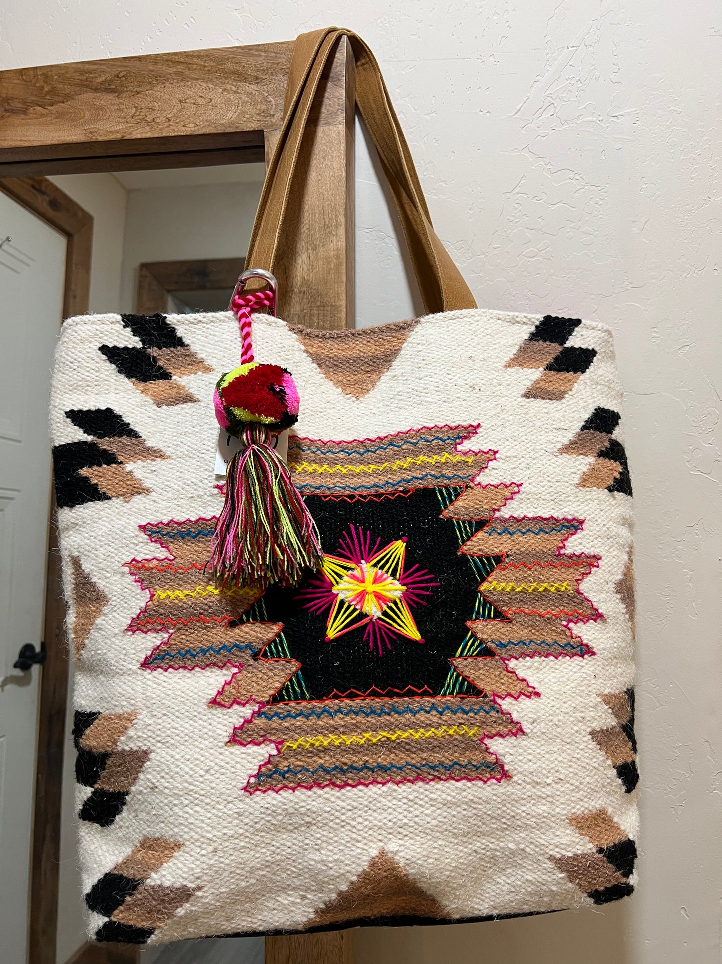 Aztec multicolor rug bag by Camel Threads
