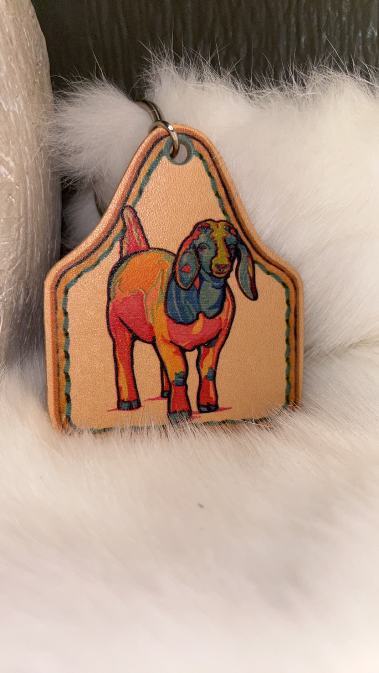 Leather Farm Animal Keychain